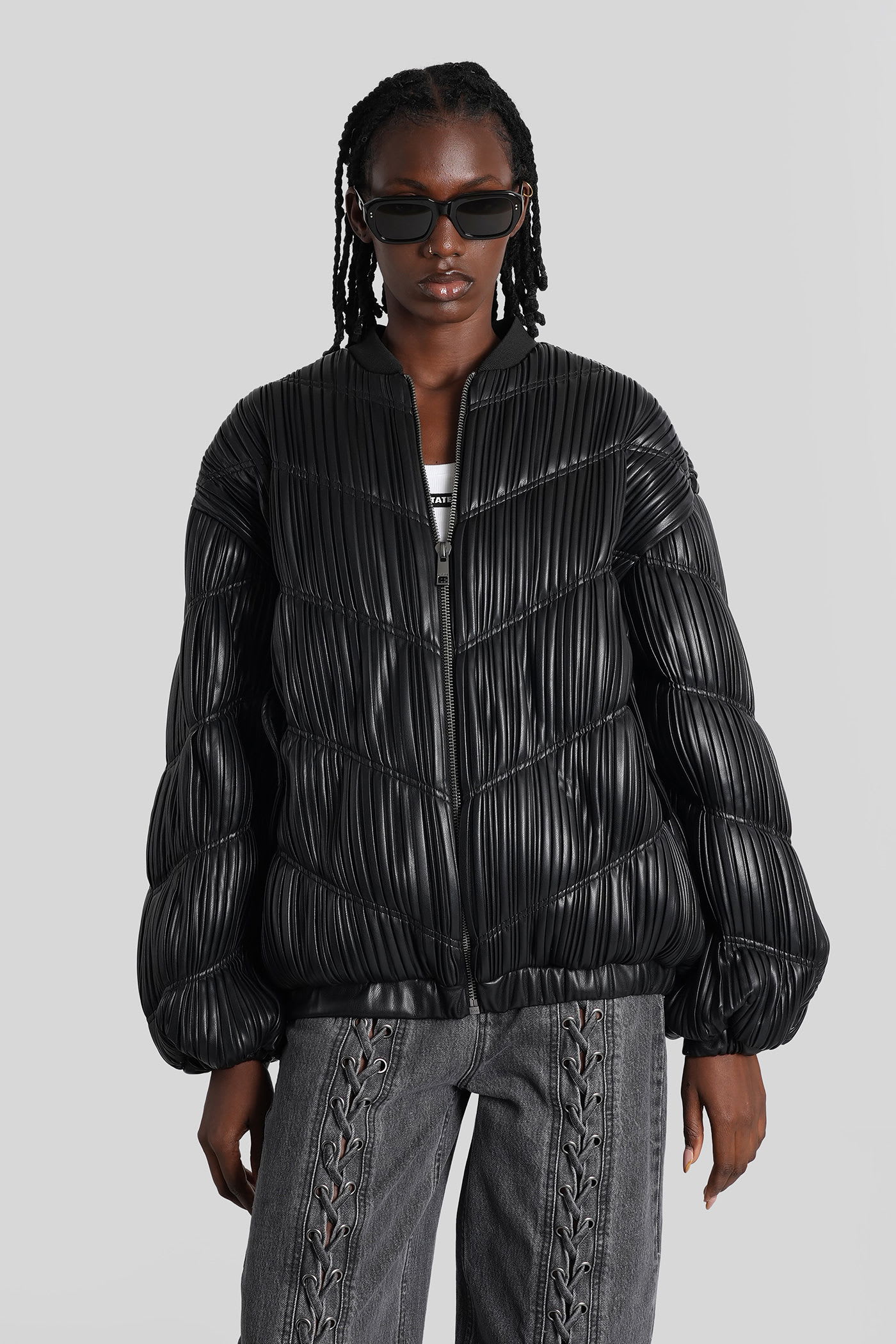 Rotate by Birger Christensen Bomber Jacket In Black Polyester