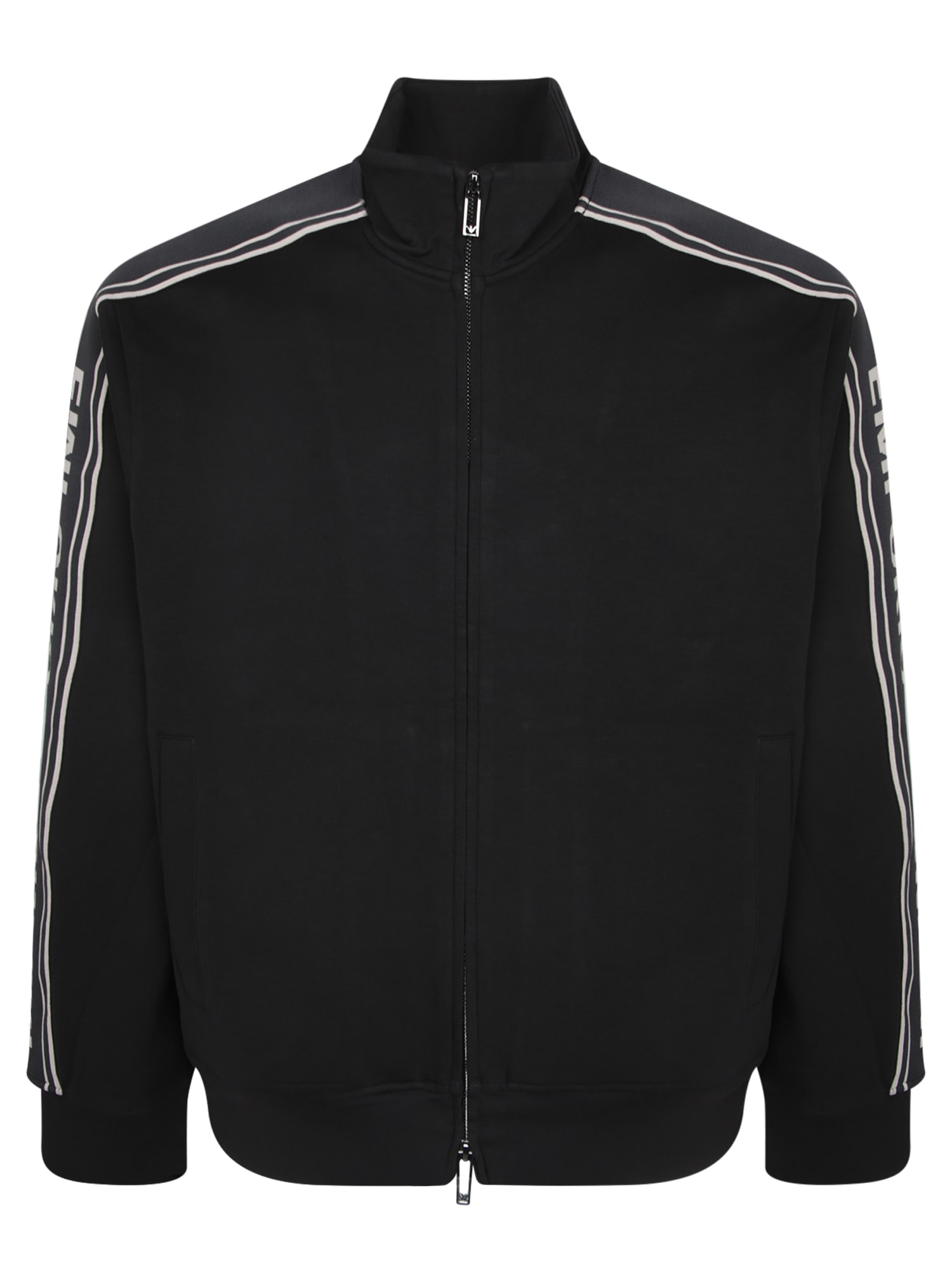 Emporio Armani Black Zip Sweatshirt With Logo Band