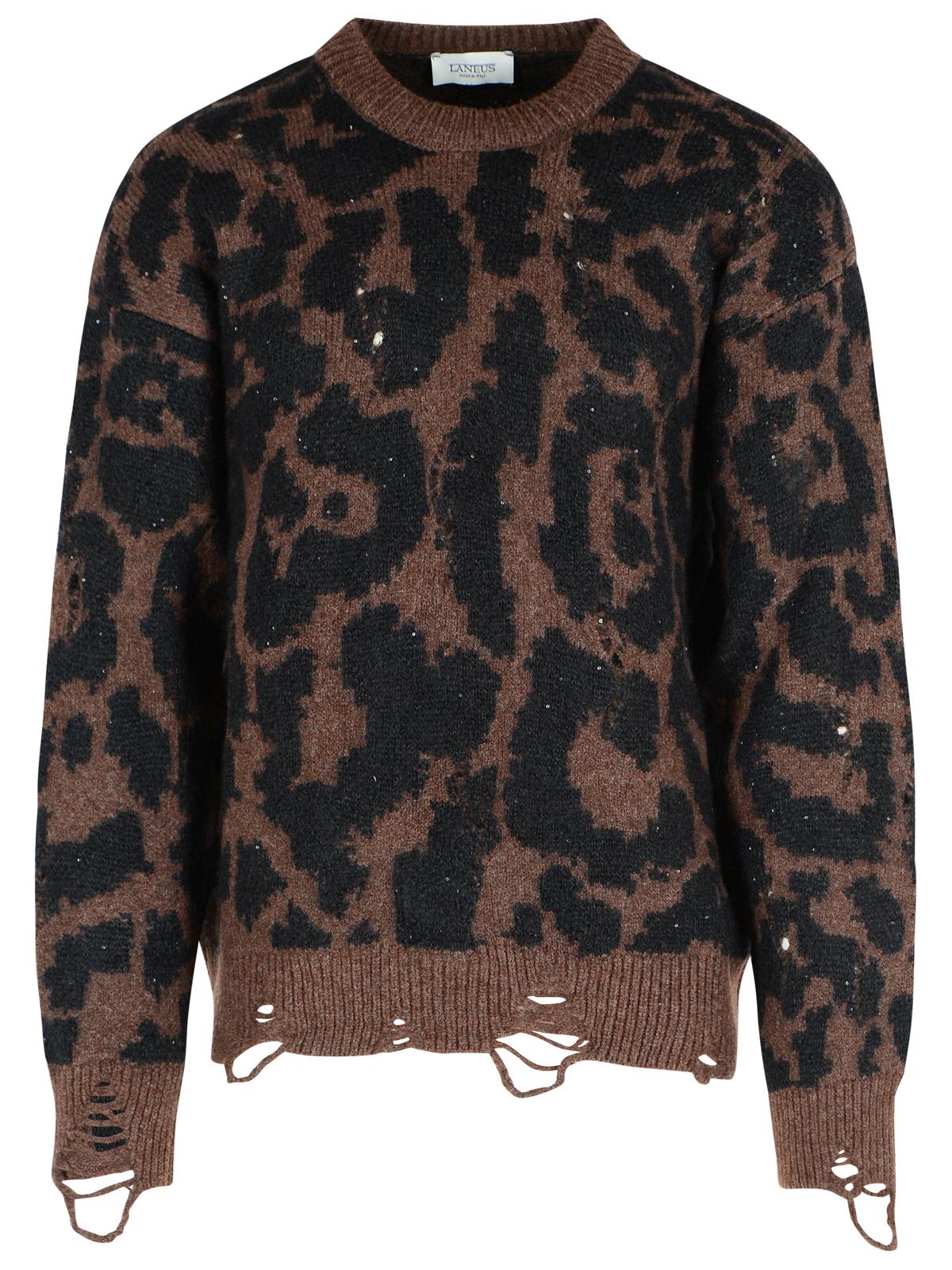 Laneus Two-tone Merino Wool Blend Sweater