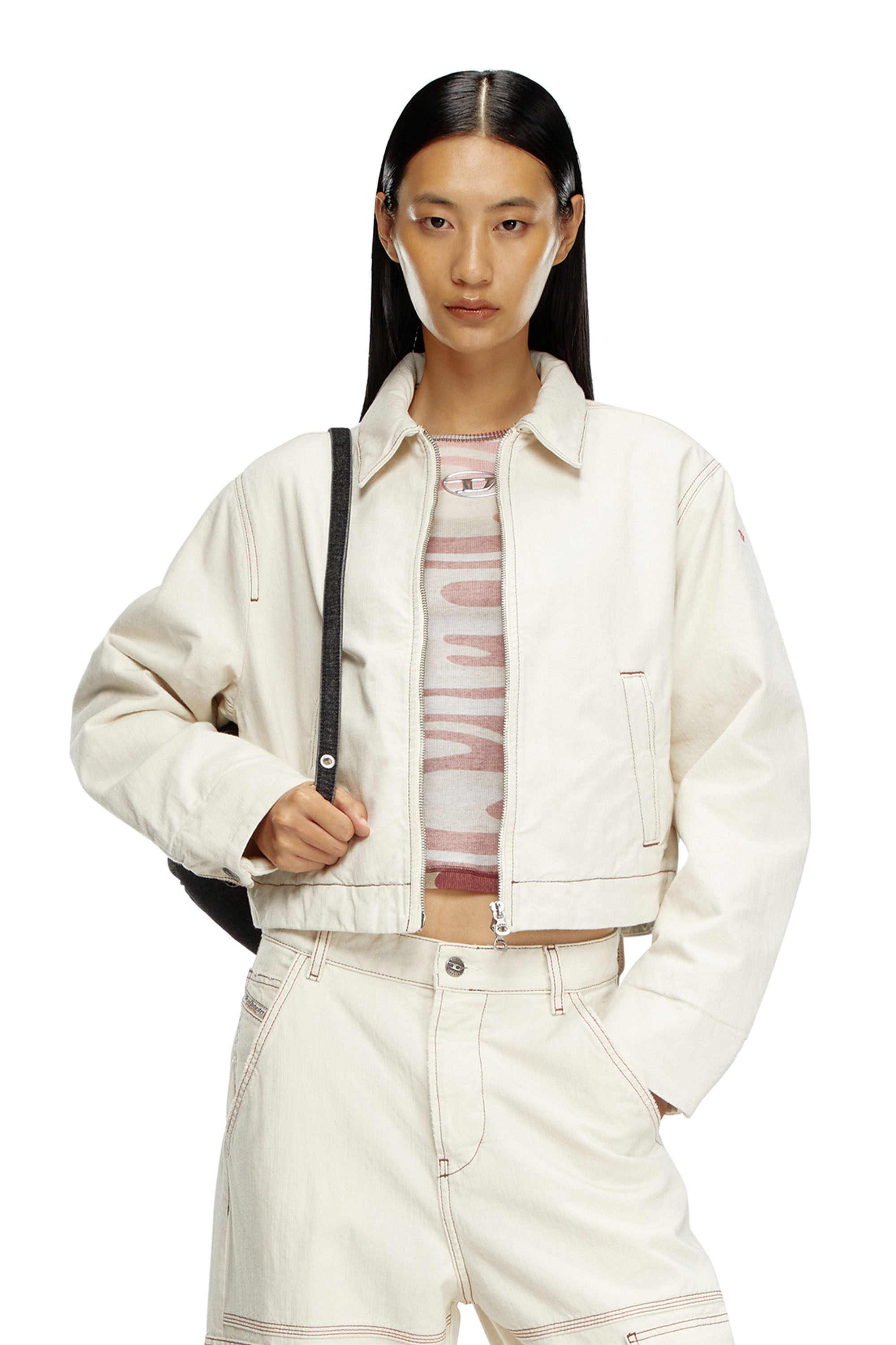 Diesel - Padded jacket in clean-wash denim - Denim Jackets - Woman - White
