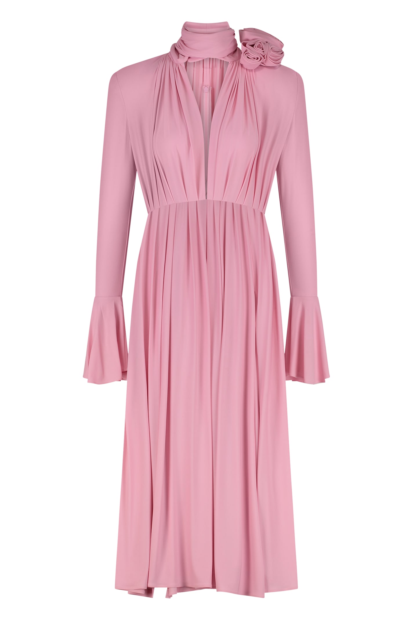 Magda Butrym Pleated Midi-dress With Flower Applique