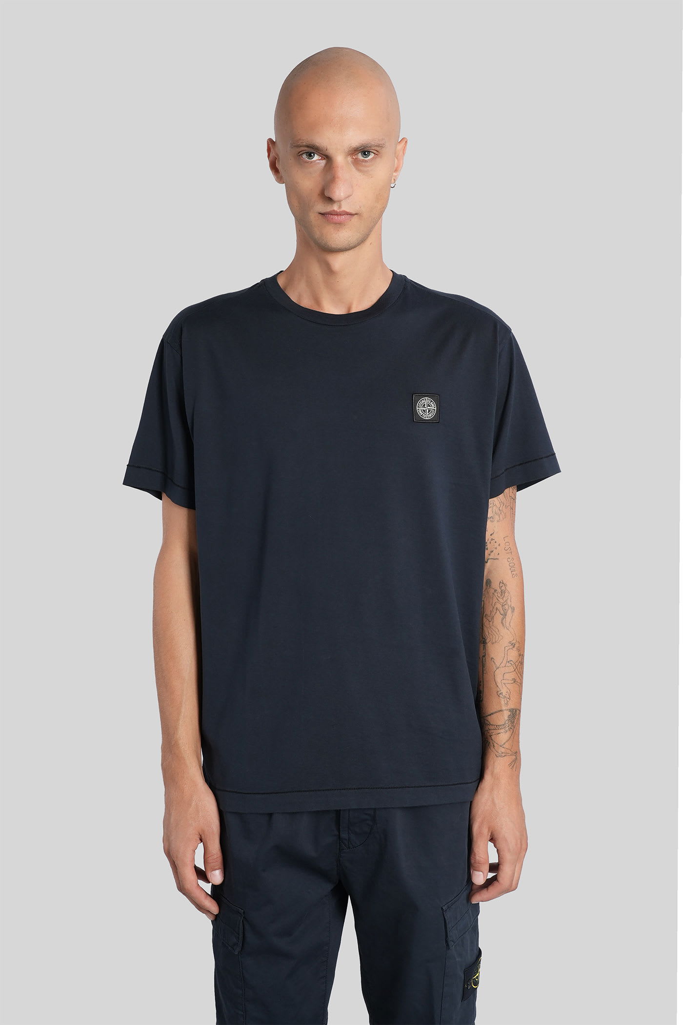 Stone Island T-shirt In Blue Cotton