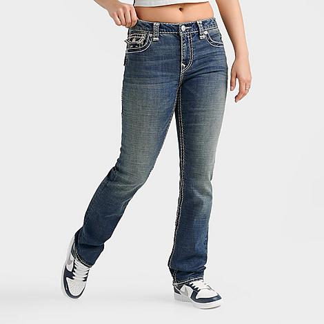 True Religion Women's Billie Super T Mid-Rise Straight Jeans in Dark Wash Size: 27