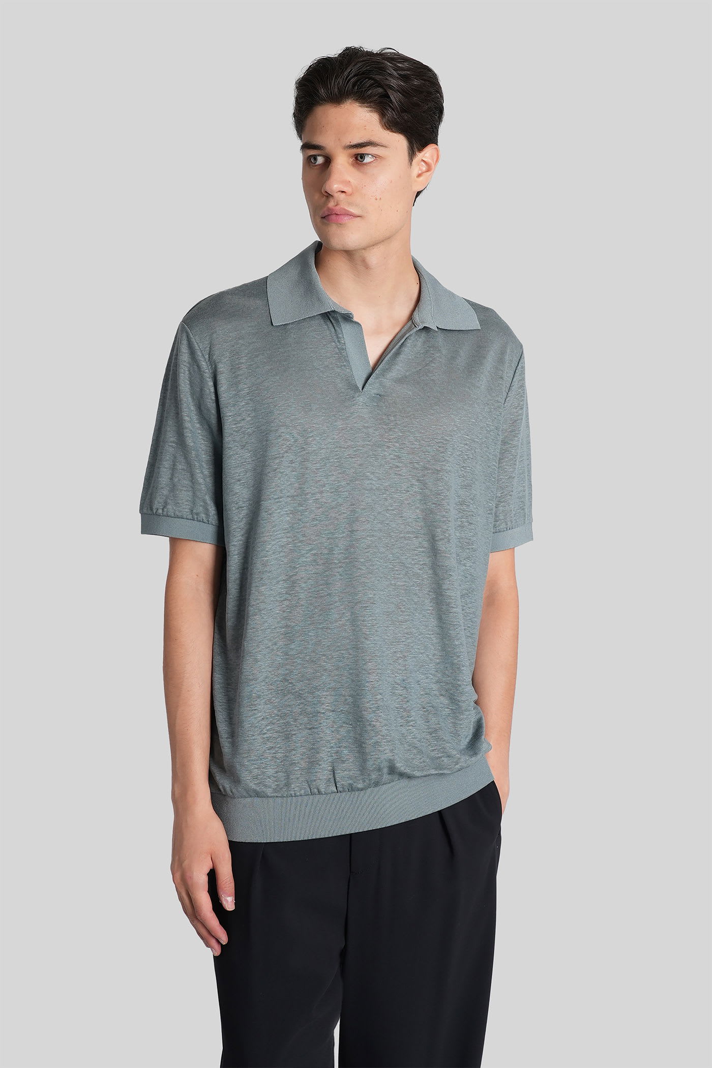 Giorgio Armani Polo In Green Linen