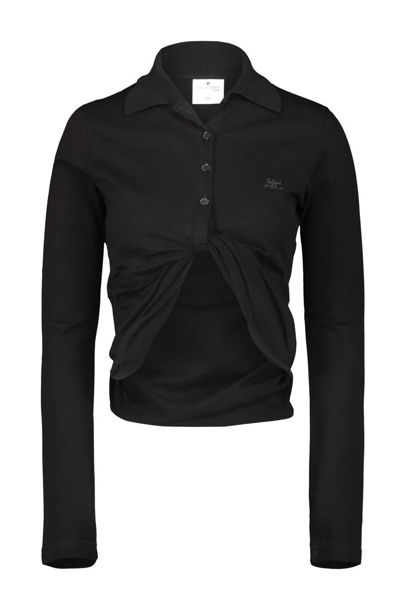 Courrèges Polo Twist Pique Crop Clothing