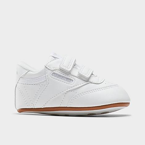 Reebok Infant Club C Stretch Lace Crib Shoes in White/White Size: 1.0