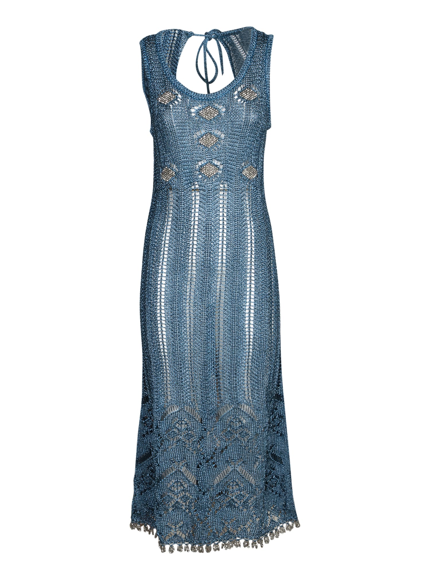 Paco Rabanne Turquoise Silver Crochet Dress
