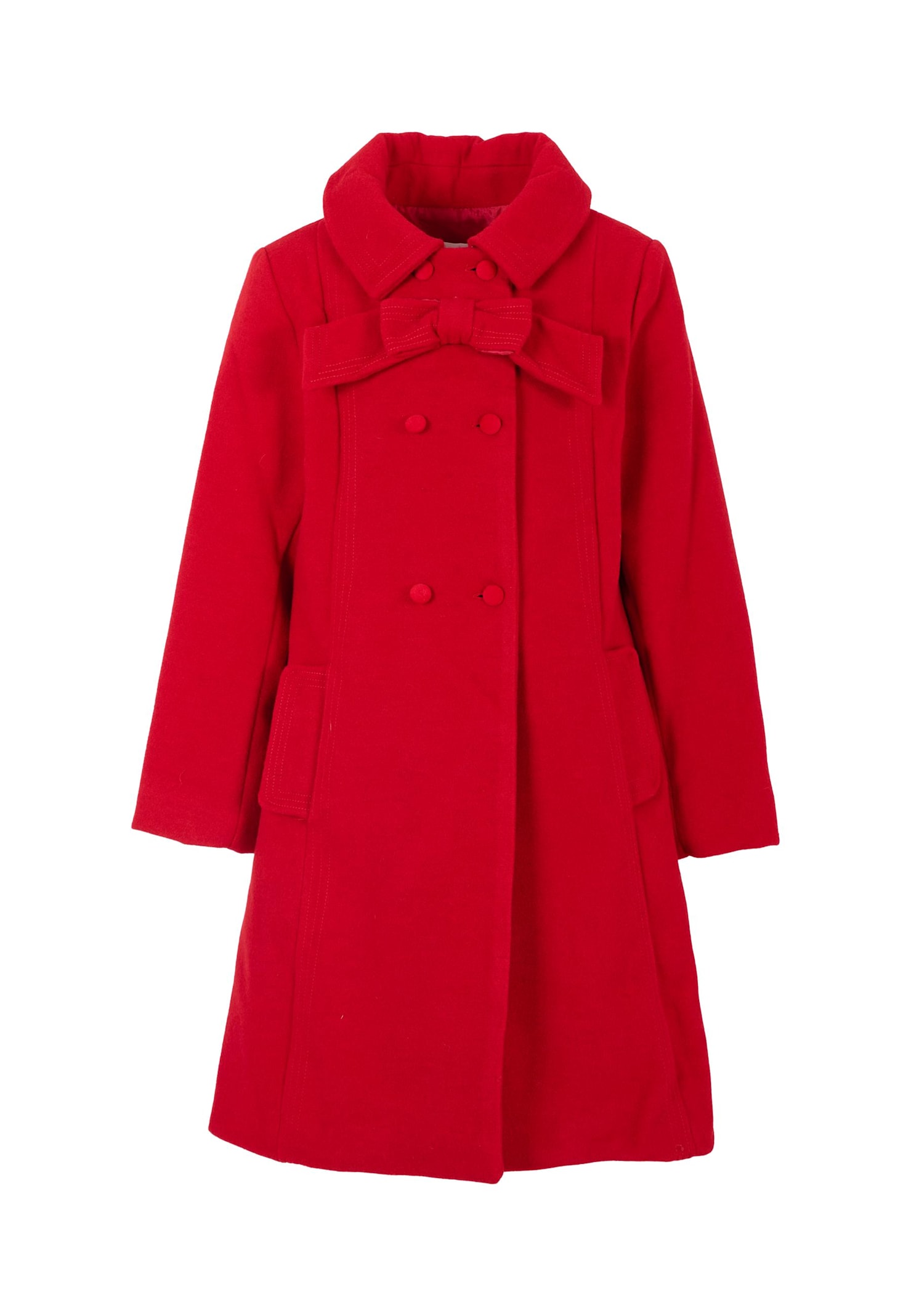 Patachou Red Coat For Girl With Bow