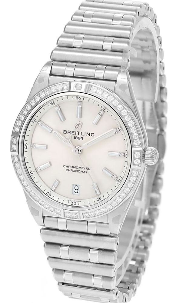 BREITLING Chronomat Automatic SS 36MM Diamond MOP Dial Women's Watch A10380591A1A1