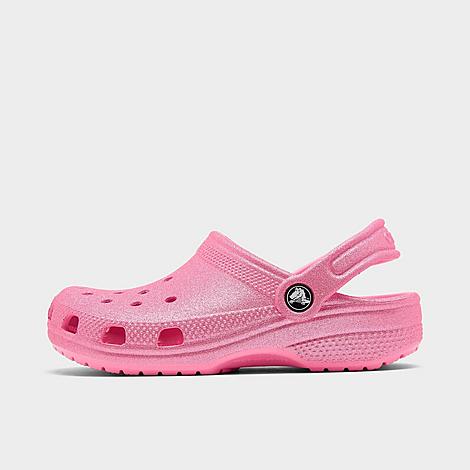 Crocs Girls Little Kids Classic Glitter Clog Shoes in Pink Tweed Size: 1.0