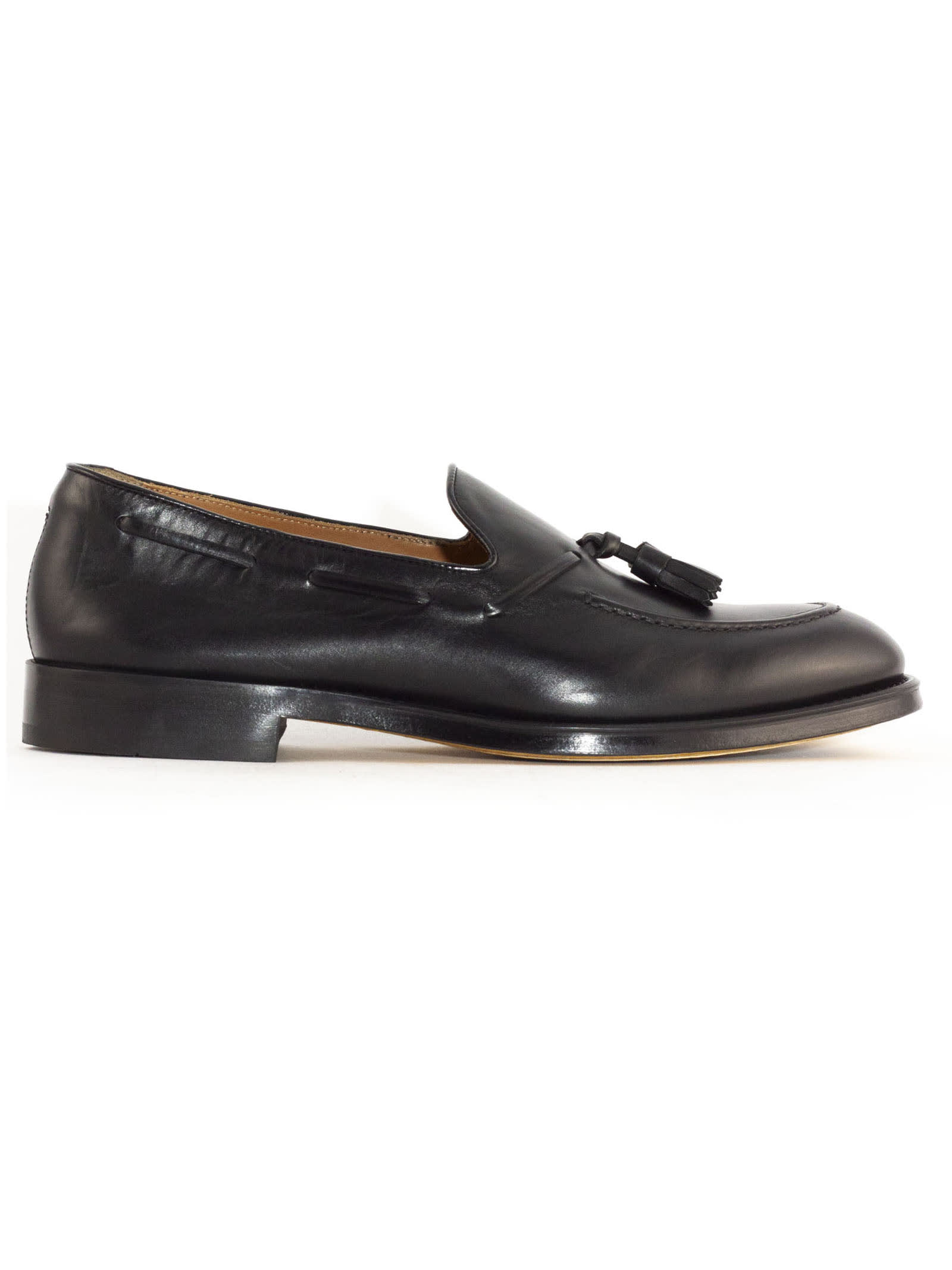 Doucal's Black Calfskin Leather Loafers