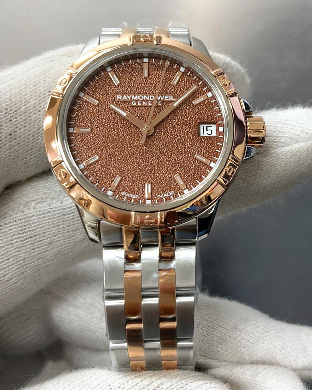 RAYMOND WEIL Tango Quartz 30MM Frosted Terra Cotta Dial Two-Tone SS Women's Watch 5960-SP5-70061
