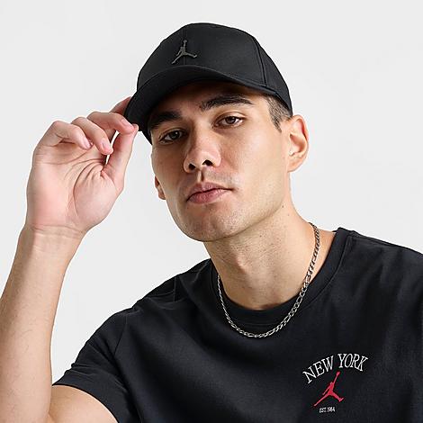 Jordan Jumpman Rise Metal Logo Strapback Hat in Black/Gunmetal Size: Medium/Large
