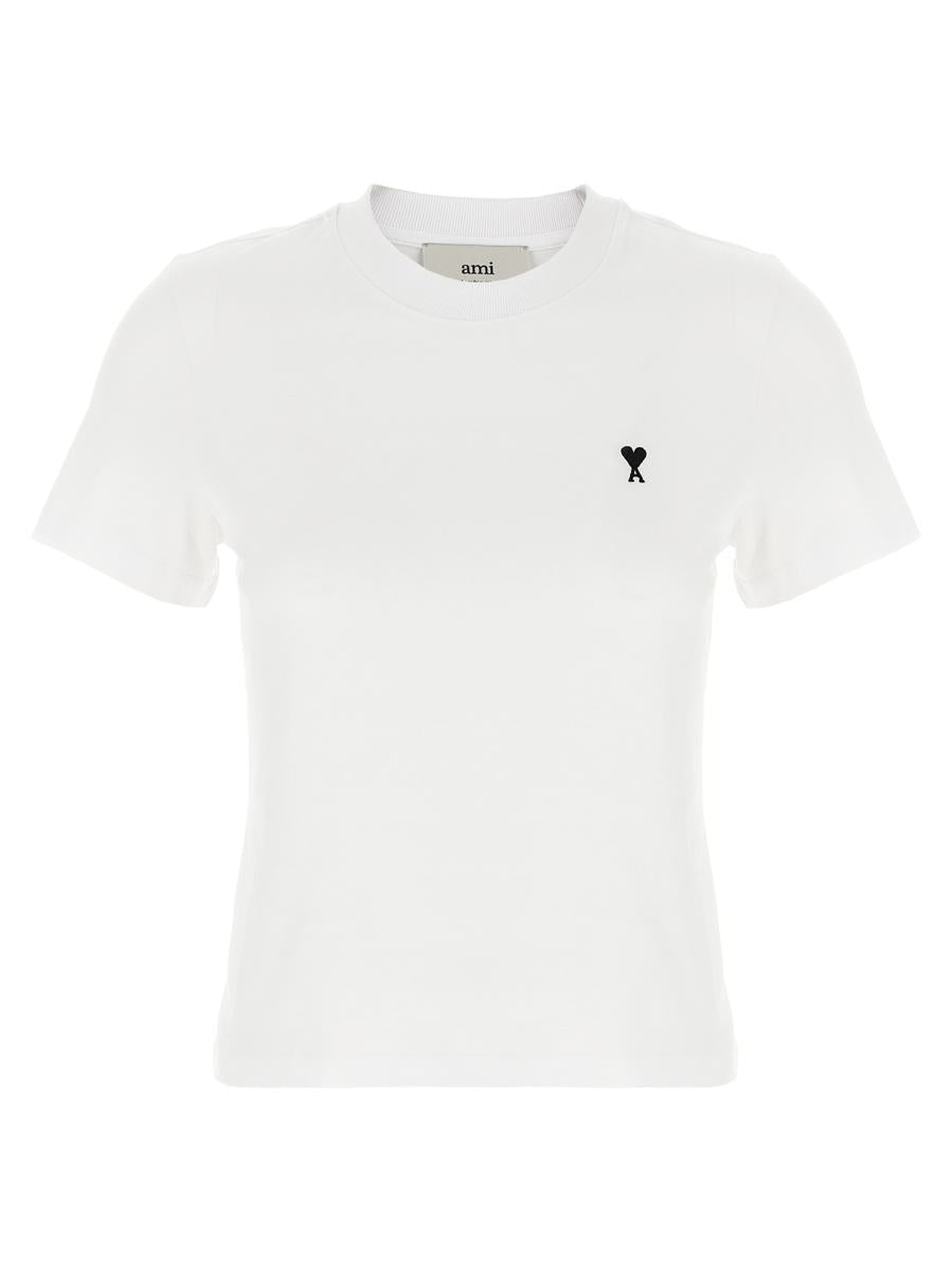 AMI Paris 'Ami De Coeur' Cropped T-Shirt