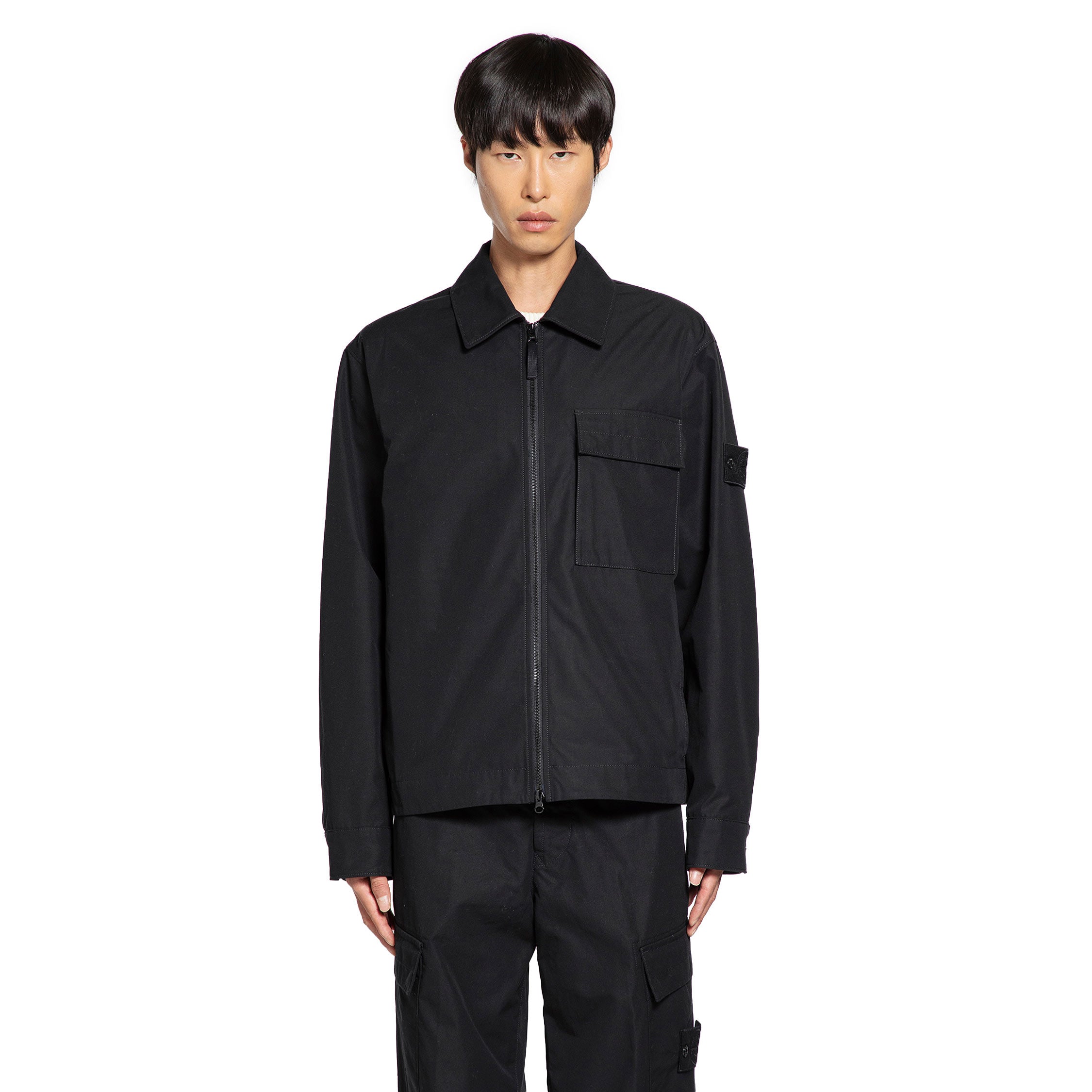 1200128 Stretch Cotton Satin Overshirt