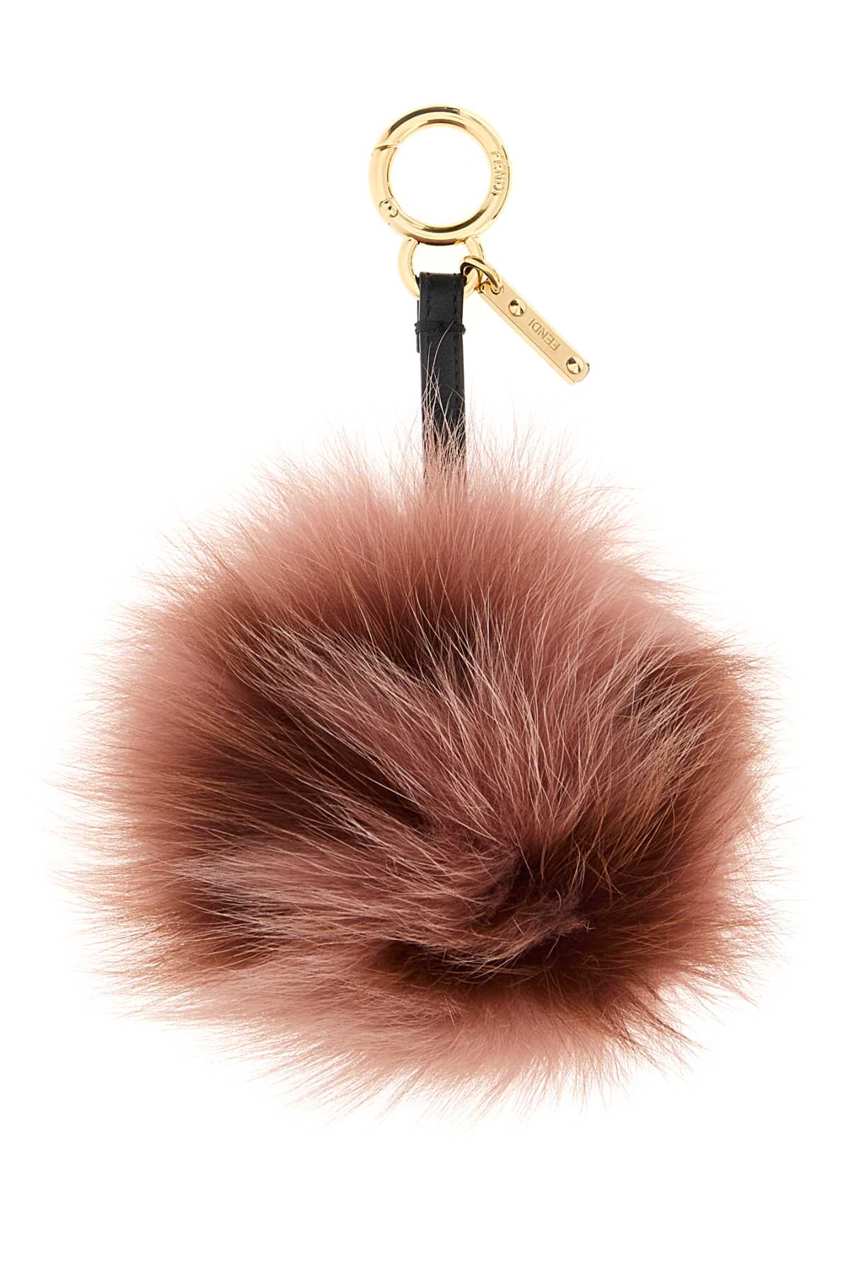 Fendi Antiqued Pink Fur Pompom Key Ring