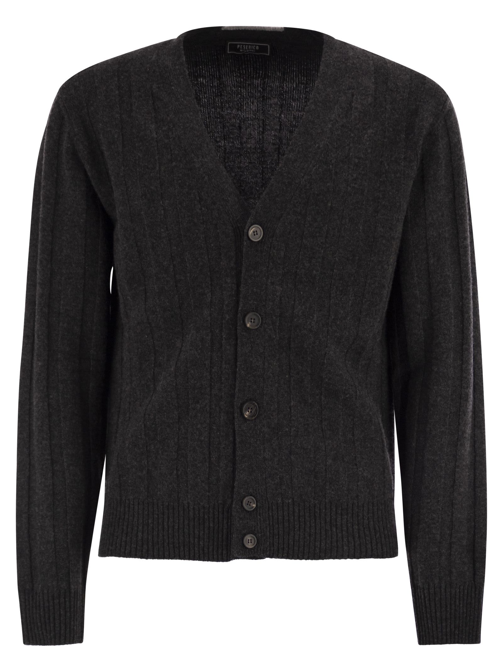 Peserico Wool And Cashmere Cardigan With V-neck