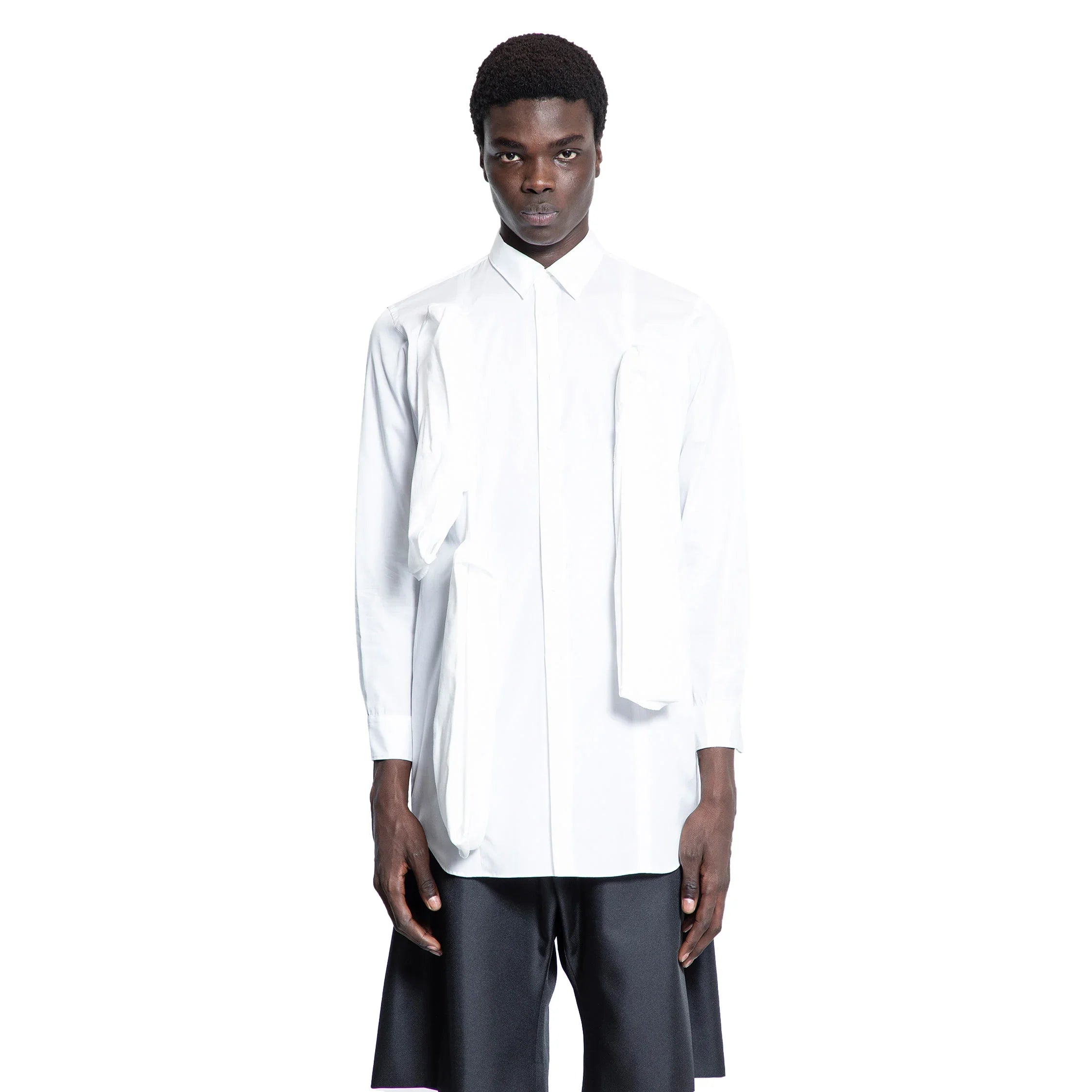 Camicia in popeline di cotone drappeggiato