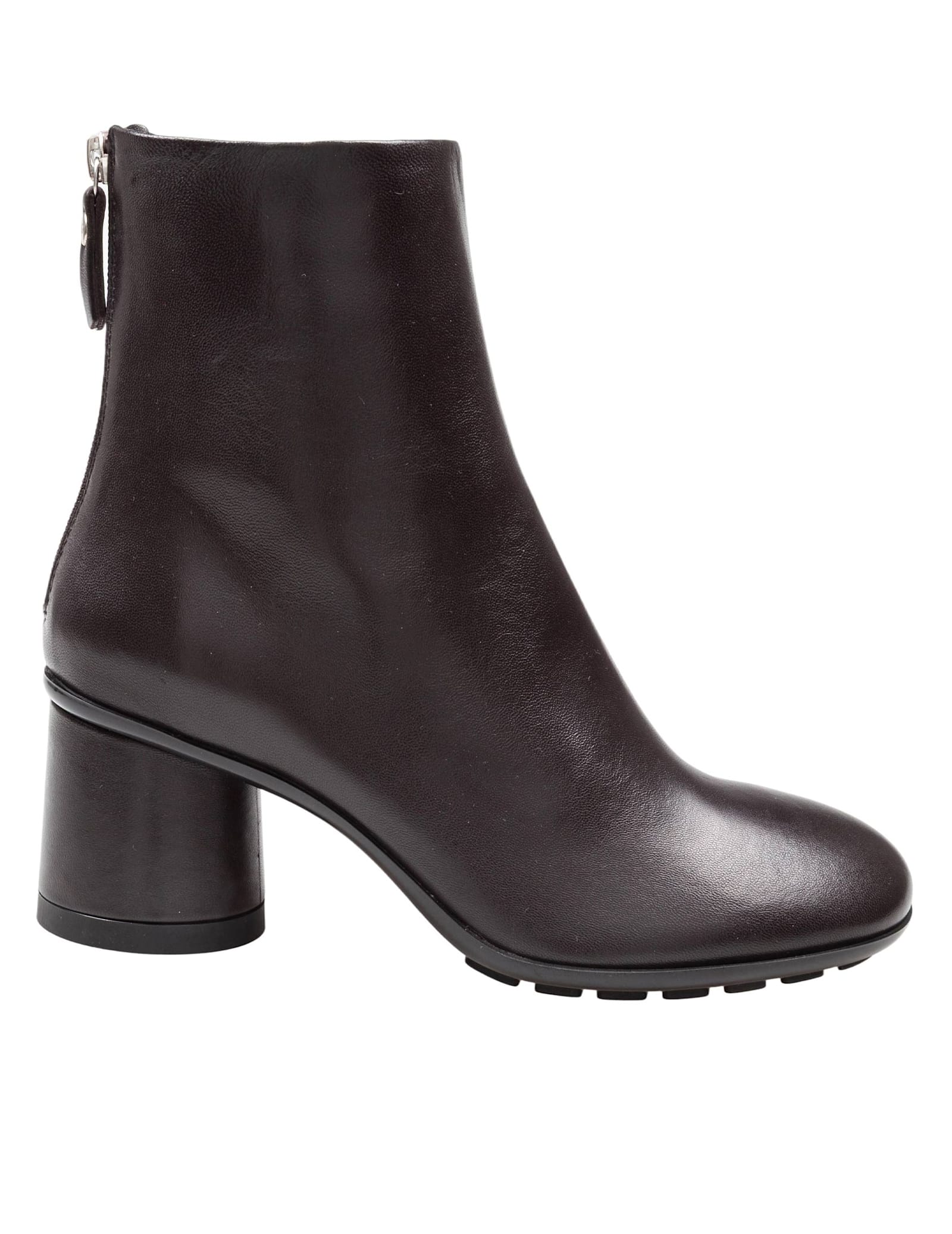 AGL Softy Curvy Leather Ankle Boots In Dark Brown