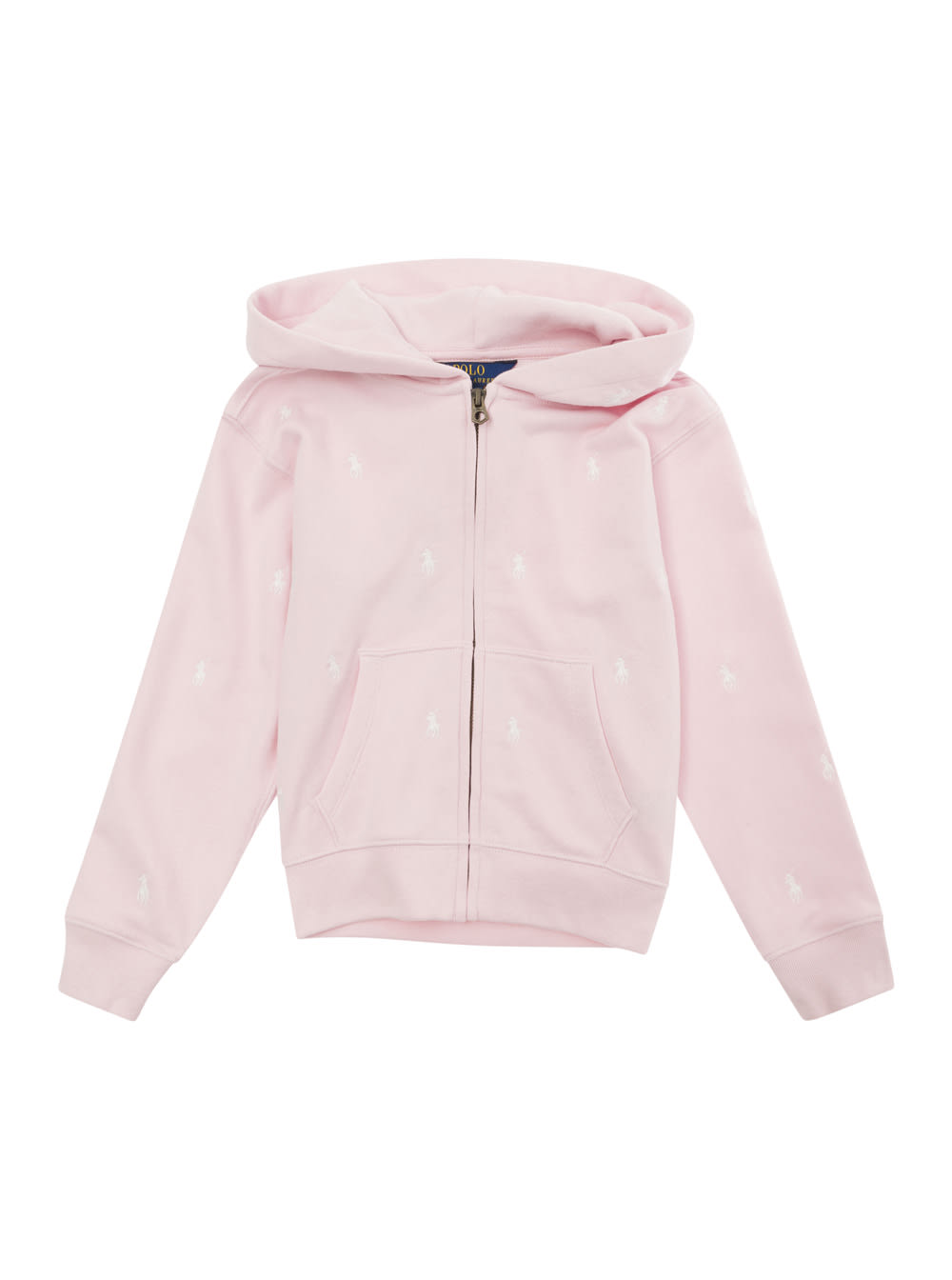Ralph Lauren Pink Hoodie With Embroidered Pony In Cotton Blend Girl