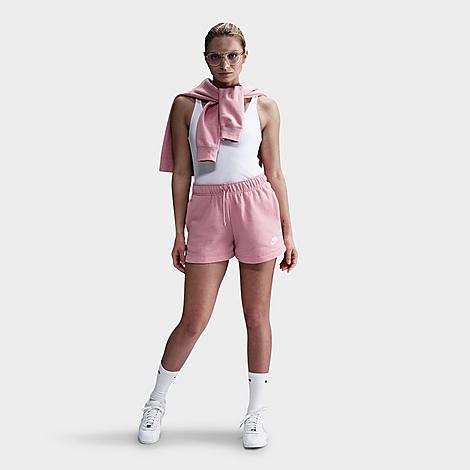 Nike Women's Sportswear Club Fleece Mid-Rise Shorts in Elemental Pink/Heather/White Size: XS