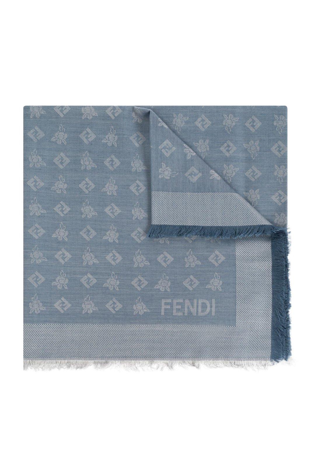 Fendi Ff Jacquard Frayed-edge Scarf