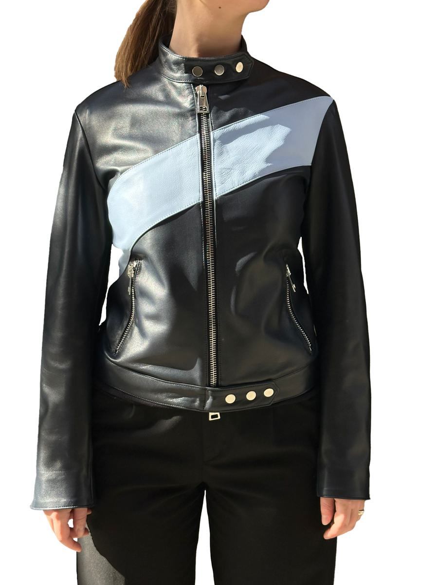 La Rose Leather Bomber Black