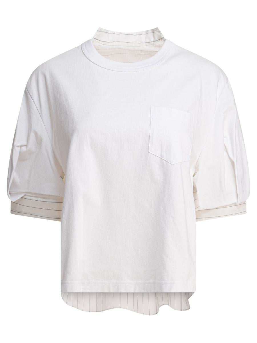 Sacai Spun Organza And Cotton Jersey T-Shirt