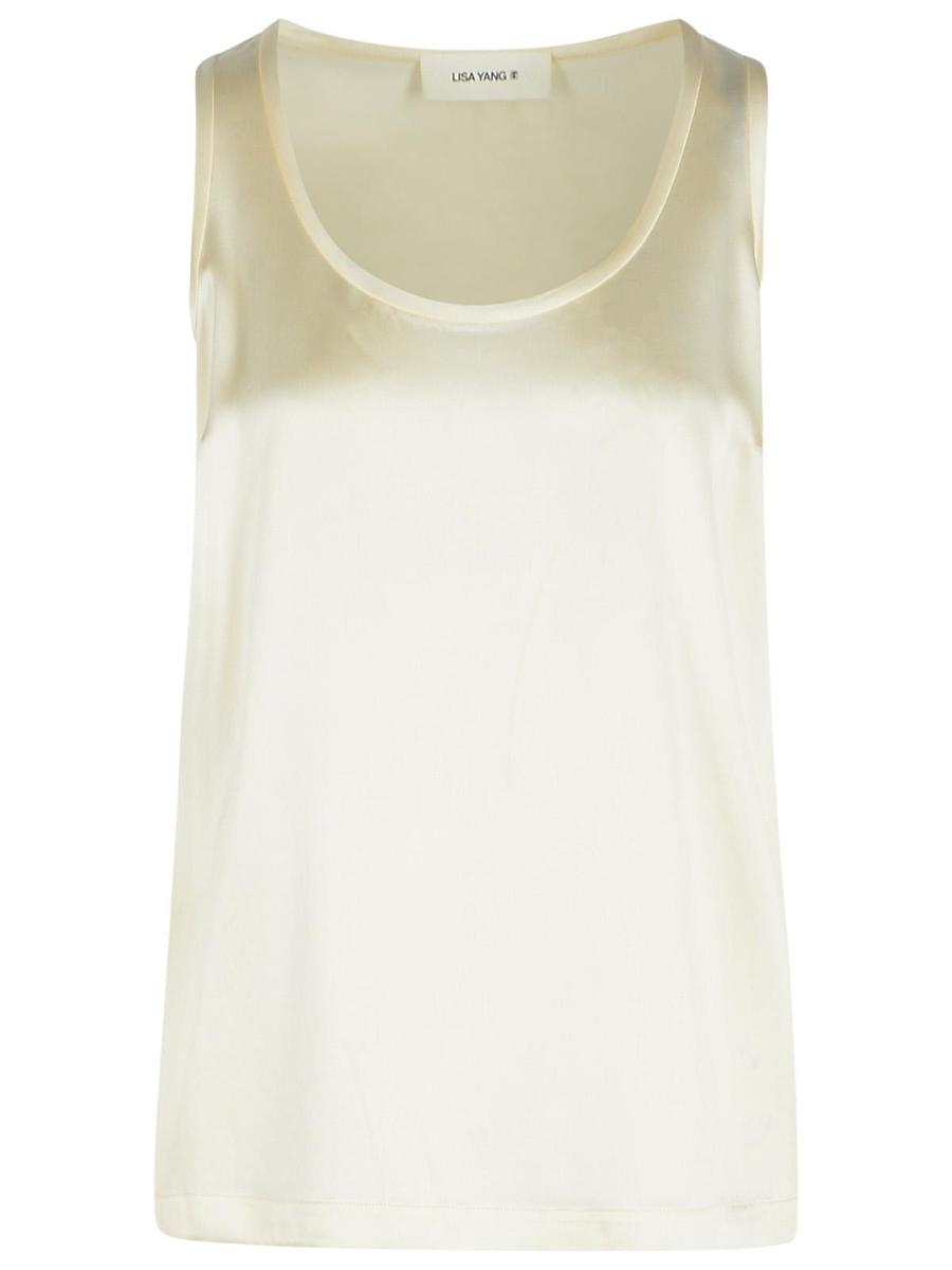 Lisa Yang 'Scoop' Ivory Silk Tank Top