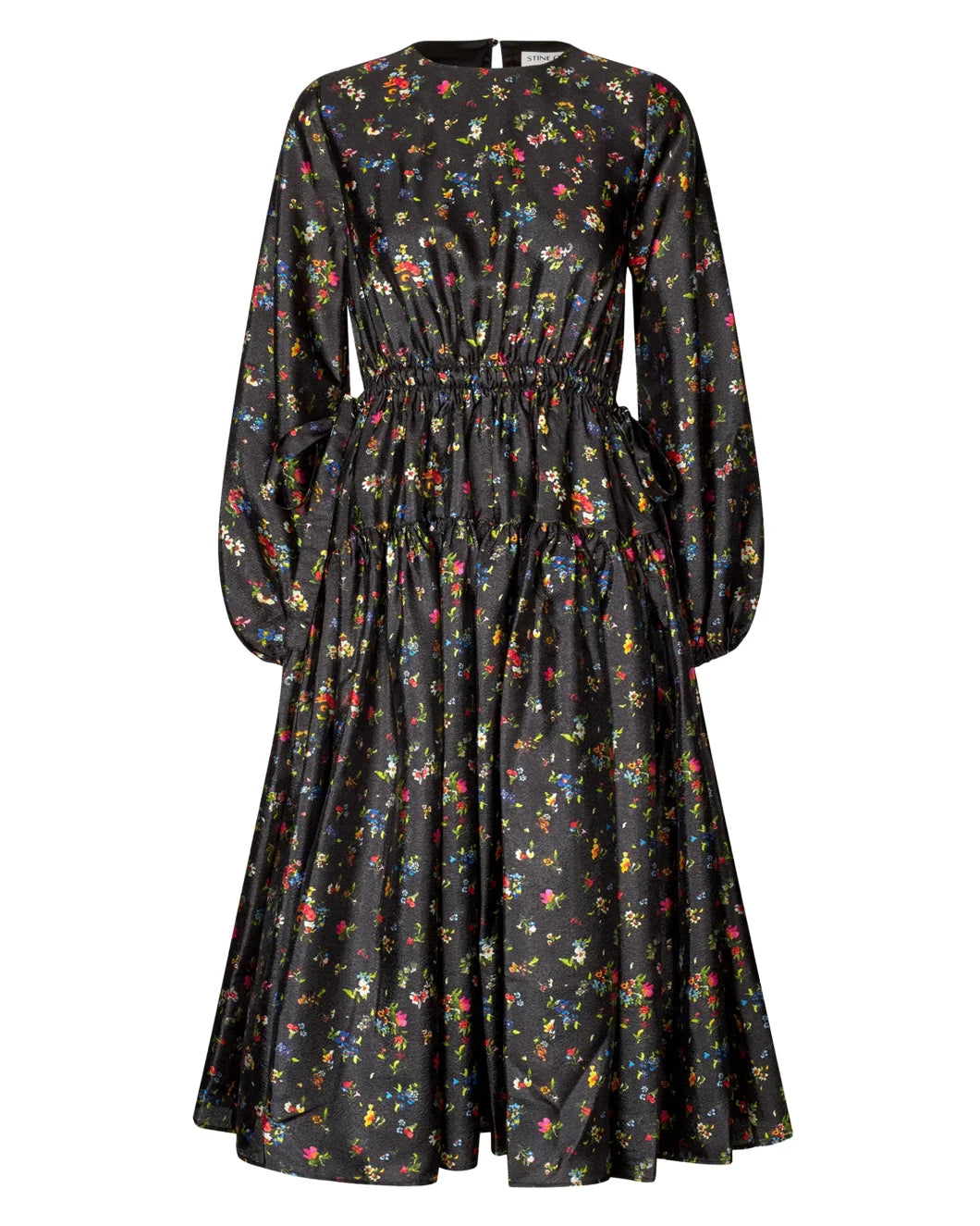 Waist Tie Ruffle Midi Dress - Magnolia Garden