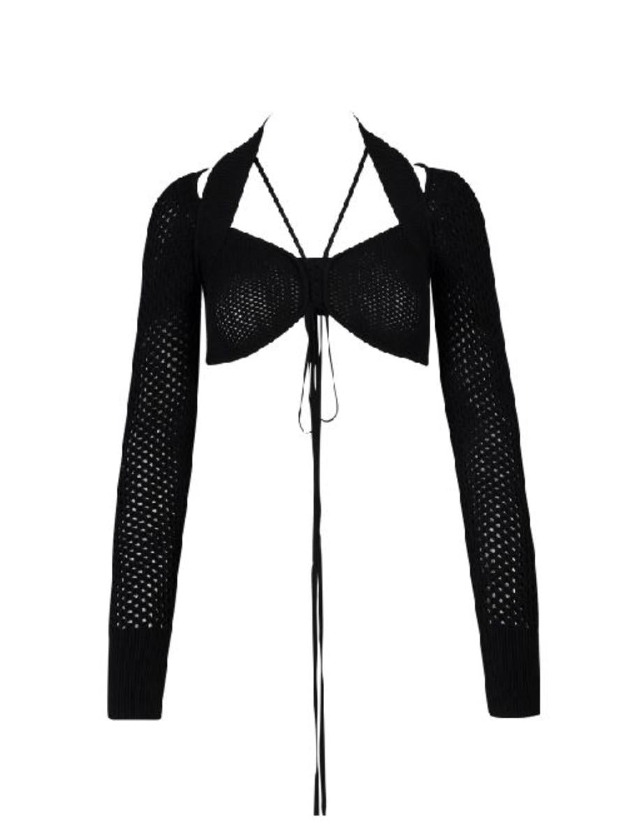 Andreādamo Fishnet-Knit Bra With Strappy Details Clothing