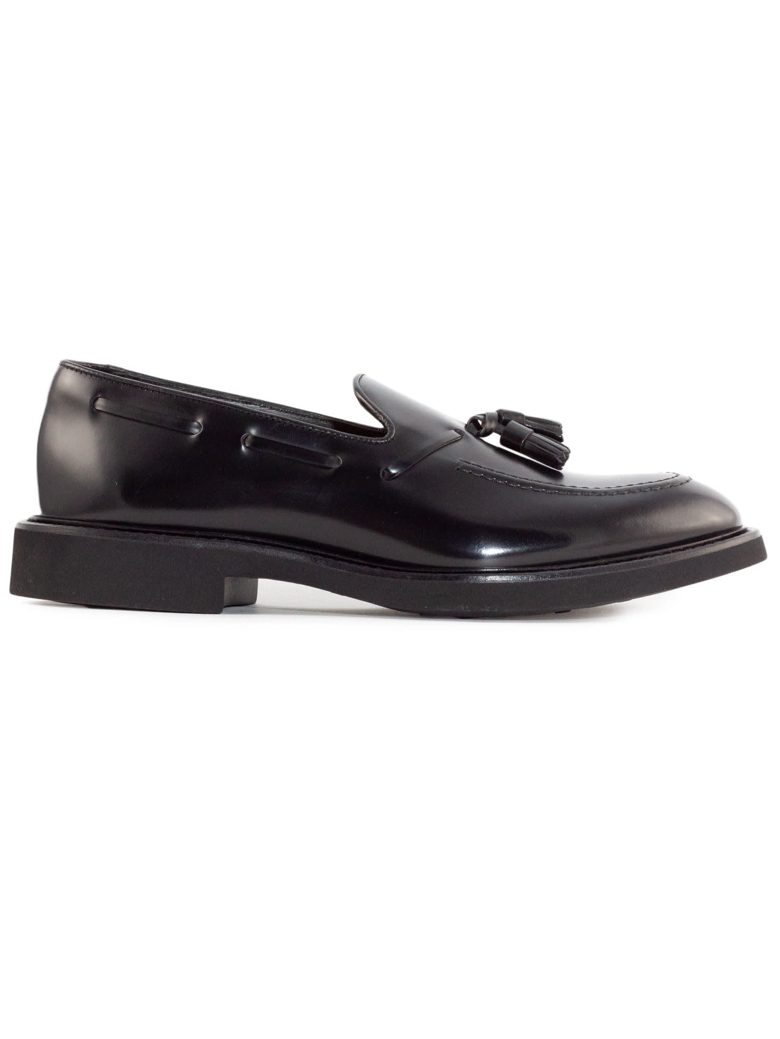 Doucal's Black Brushed Leather Loafers