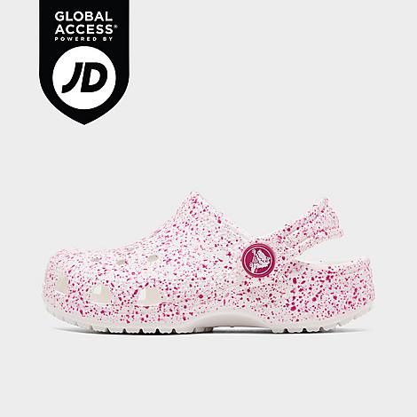Crocs Girls Toddler Paint Splatter Classic Clog Shoes in White/Pink Size: 4.0