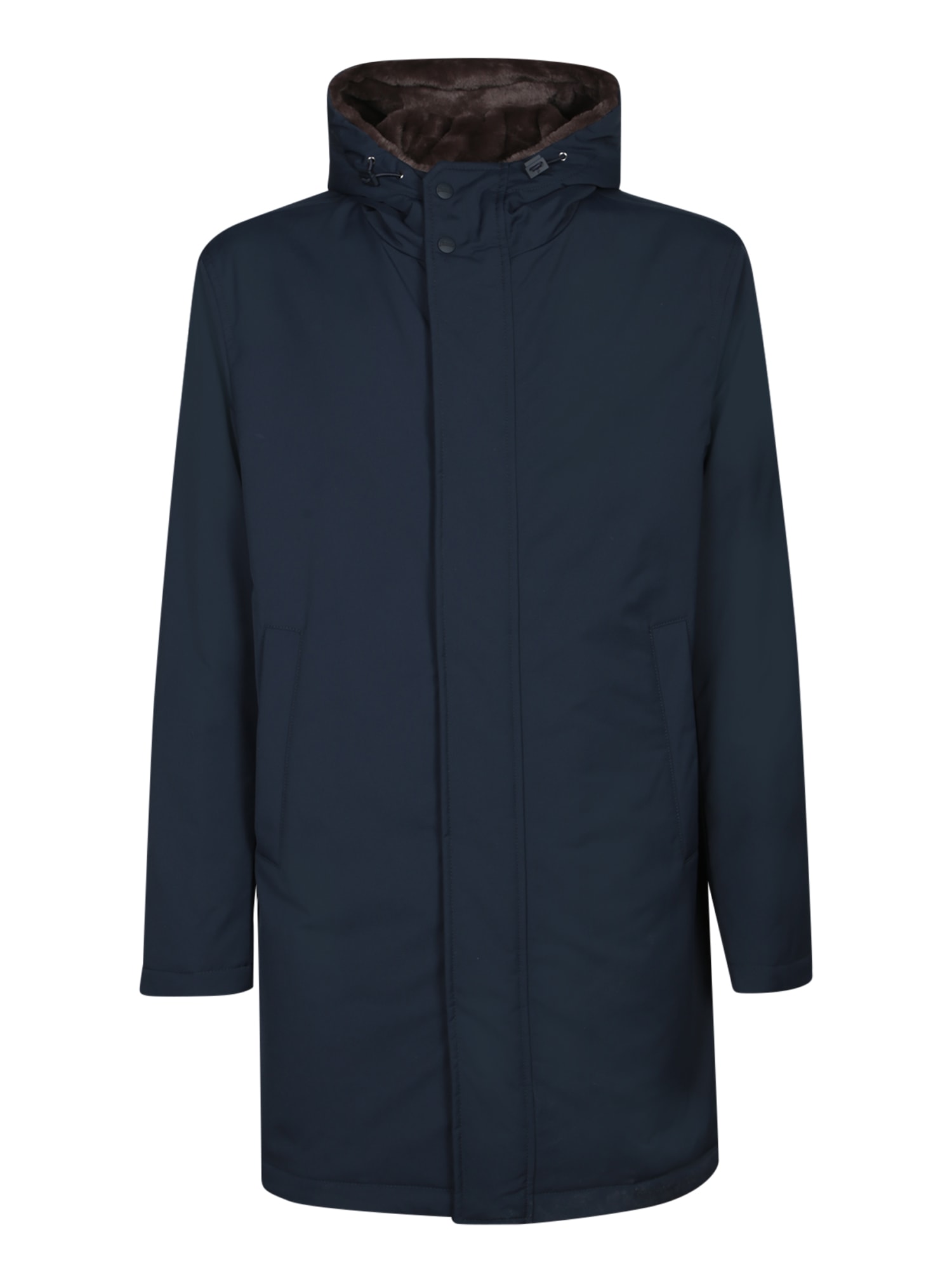 Herno Blue Faux Fur Three-quarter Coat