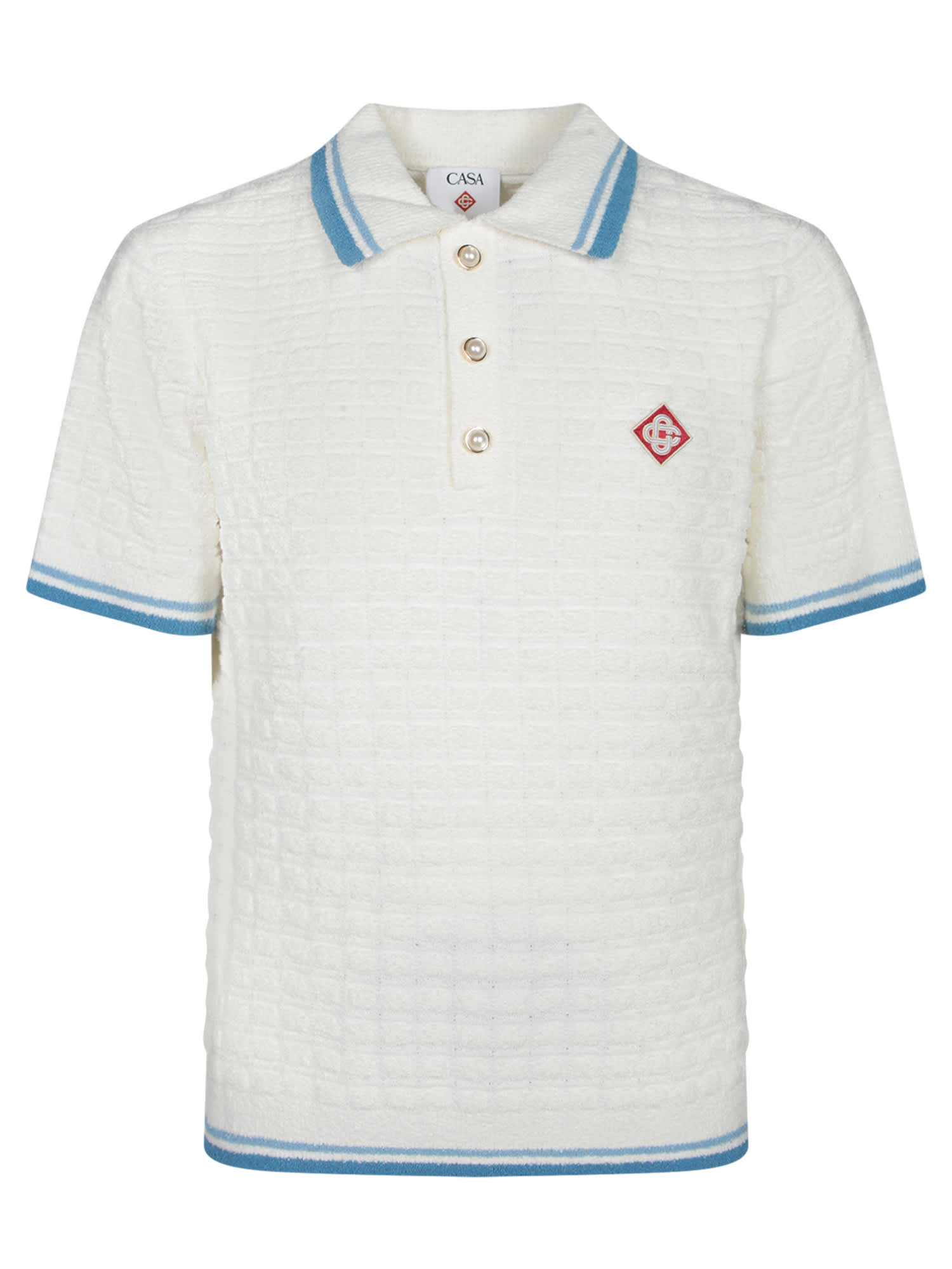 Casablanca White Bouclã Polo Shirt