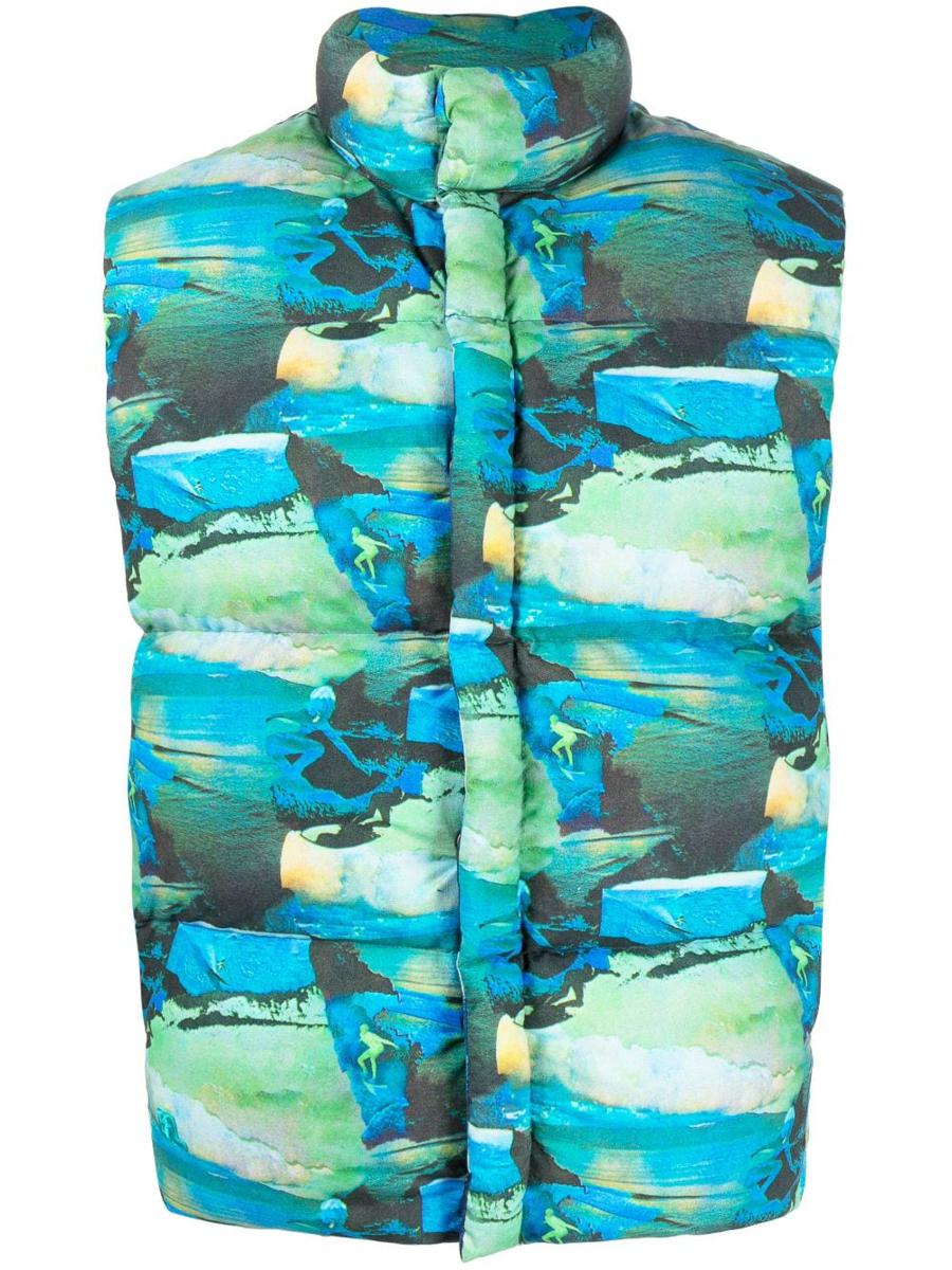 Erl Unisex Printed Quilted Puffer Vest Woven Clothing