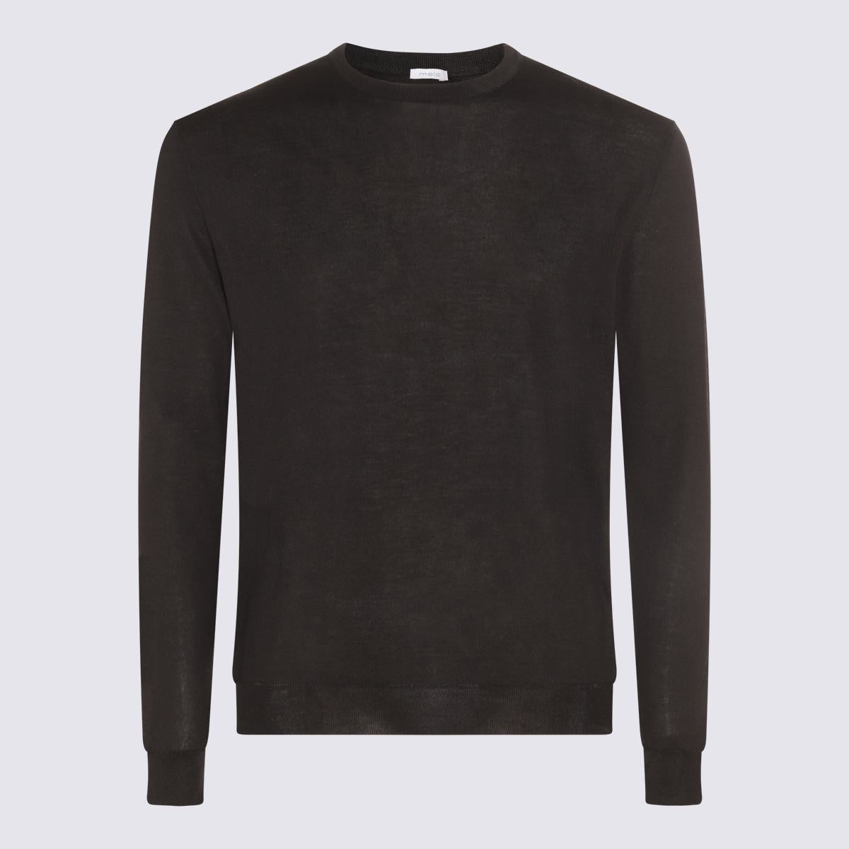Malo Black Wool And Silk Jumper