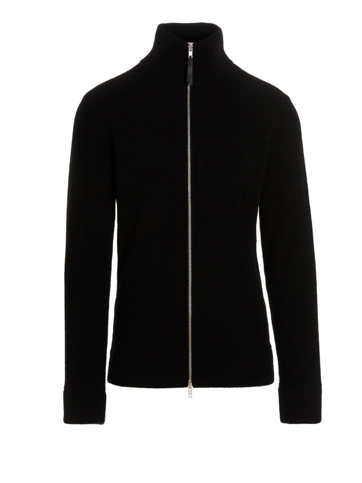 Maison Margiela High-neck Rib Knit Zipped Pullover