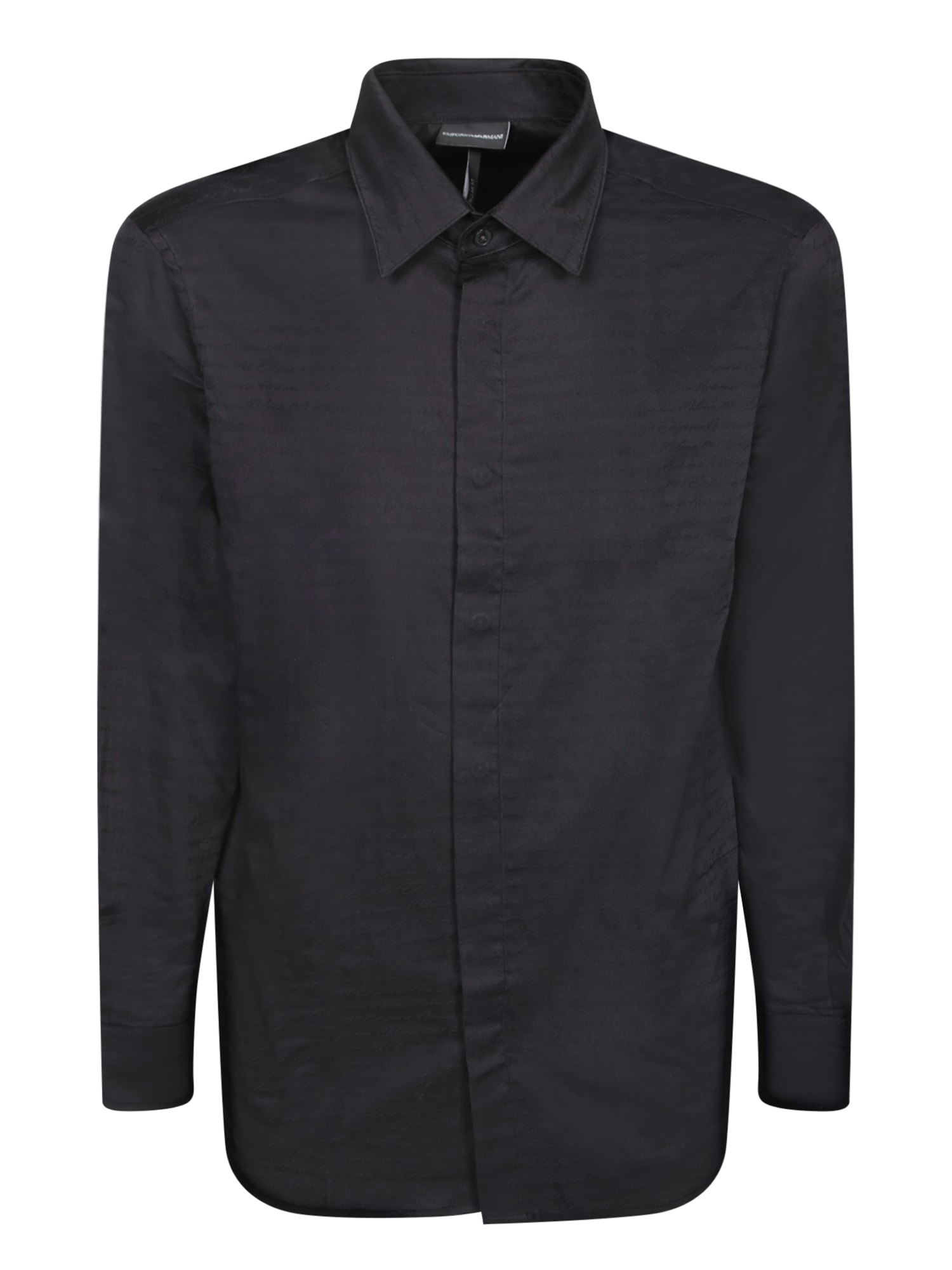 Emporio Armani Black Cotton Shirt With All-over Logo By