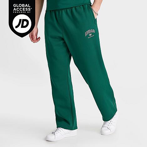 adidas Men's Originals Varsity Open-Hem Jogger Pants in Collegiate Green/Grey 2 Size: Small