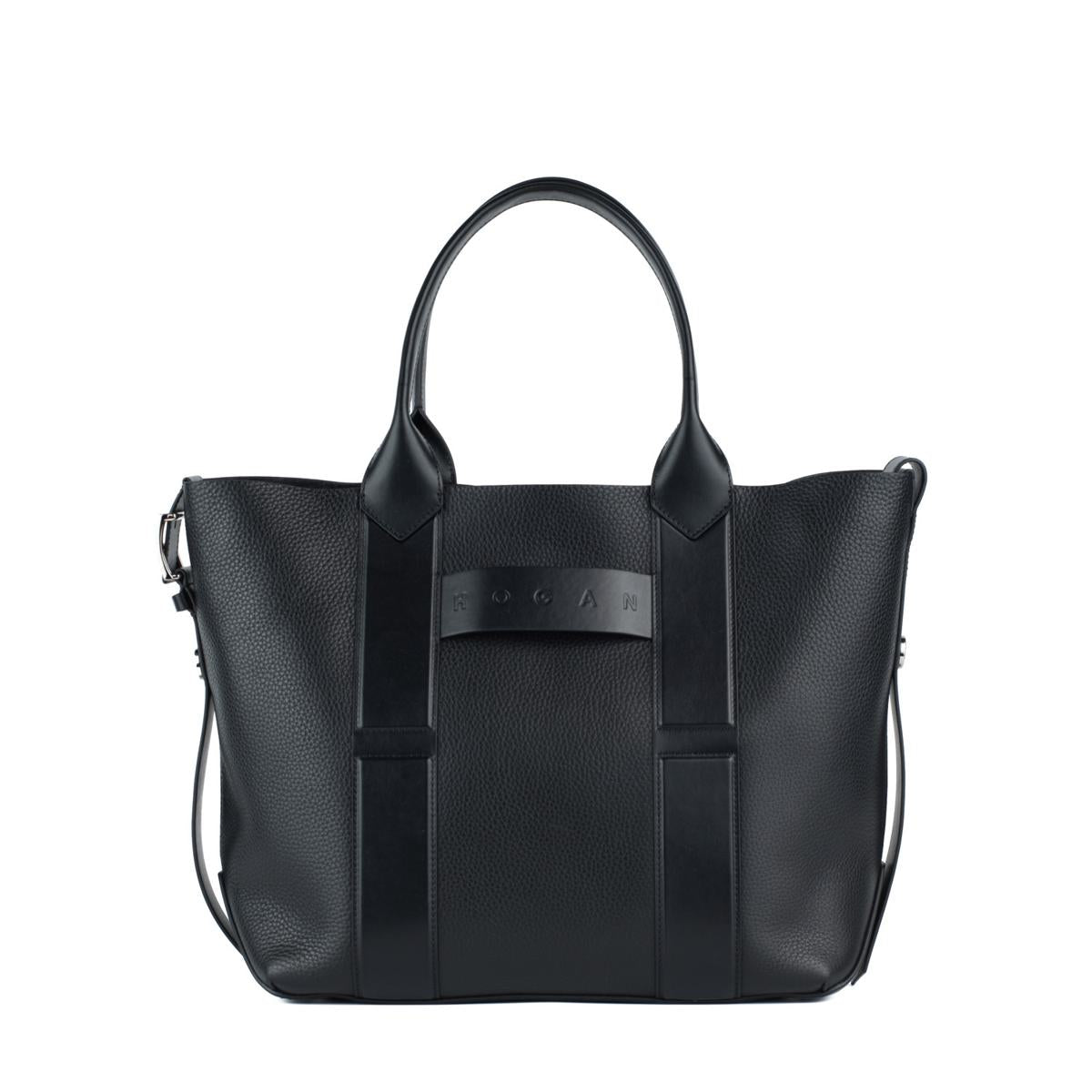 Hogan Black Script Medium Shopping Bag