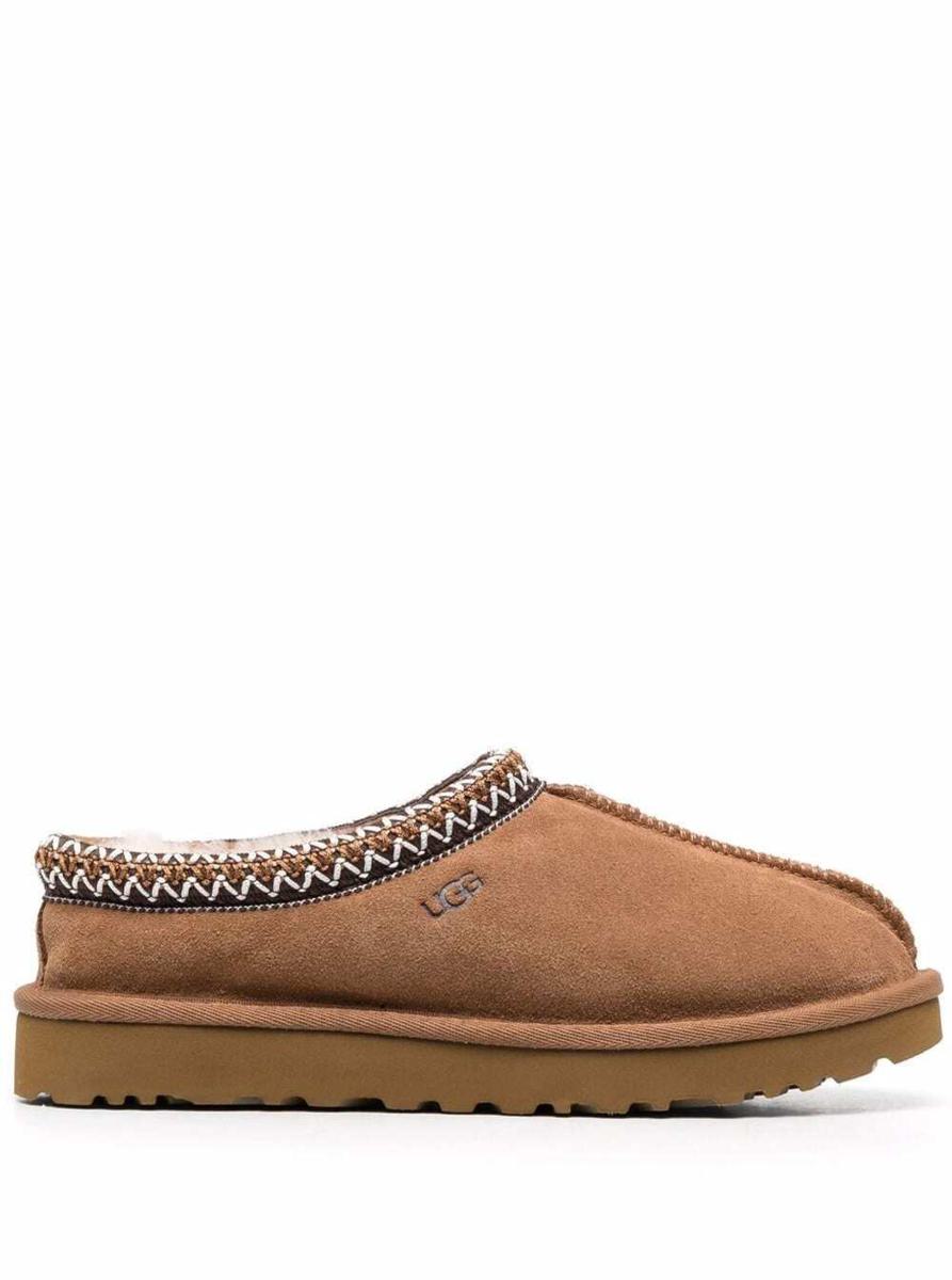 'Tasman' Beige Mules With Embossed Logo In Suede Woman