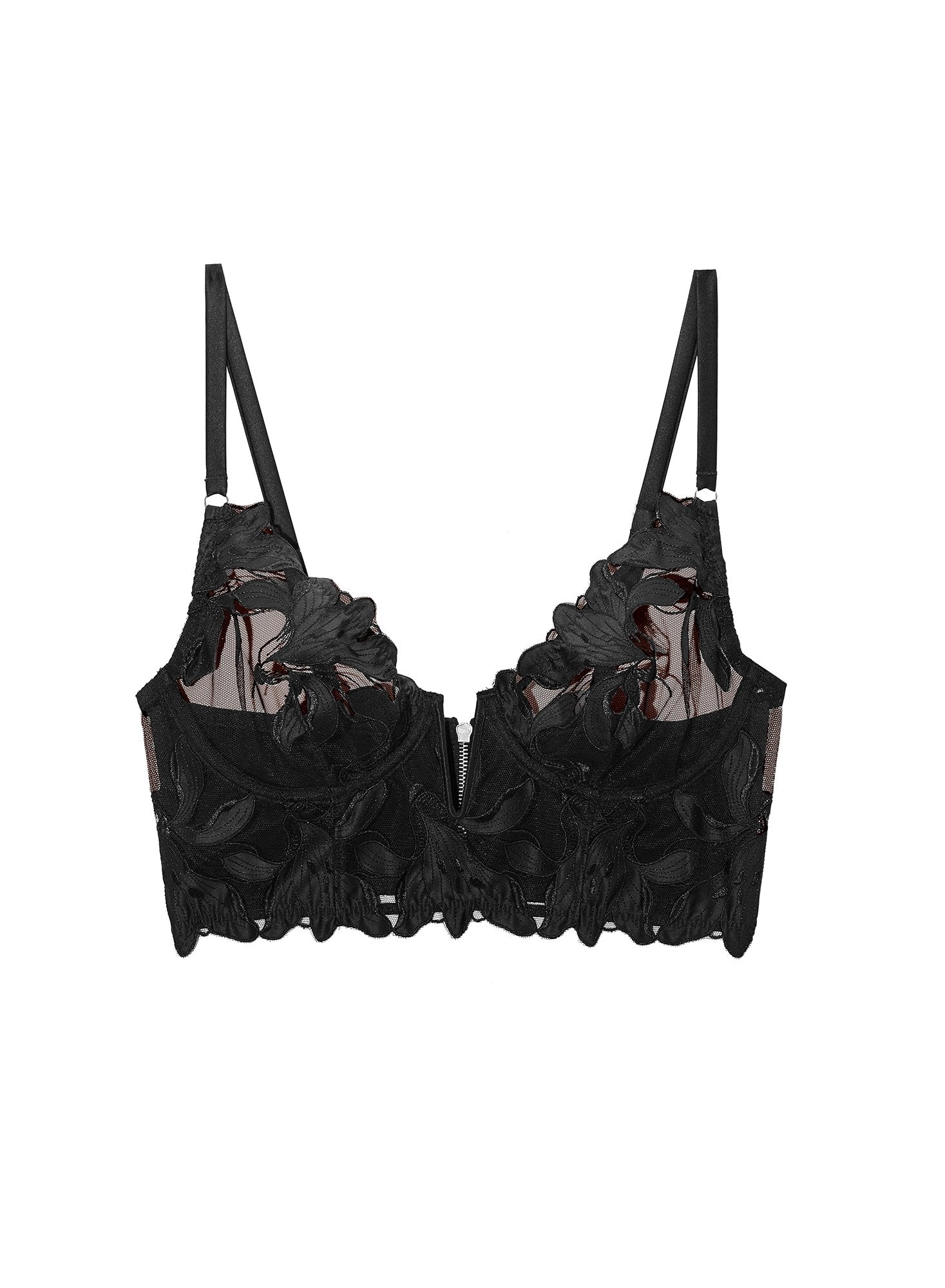 Fleur du Mal Lily Embroidery Longline Demi Bra