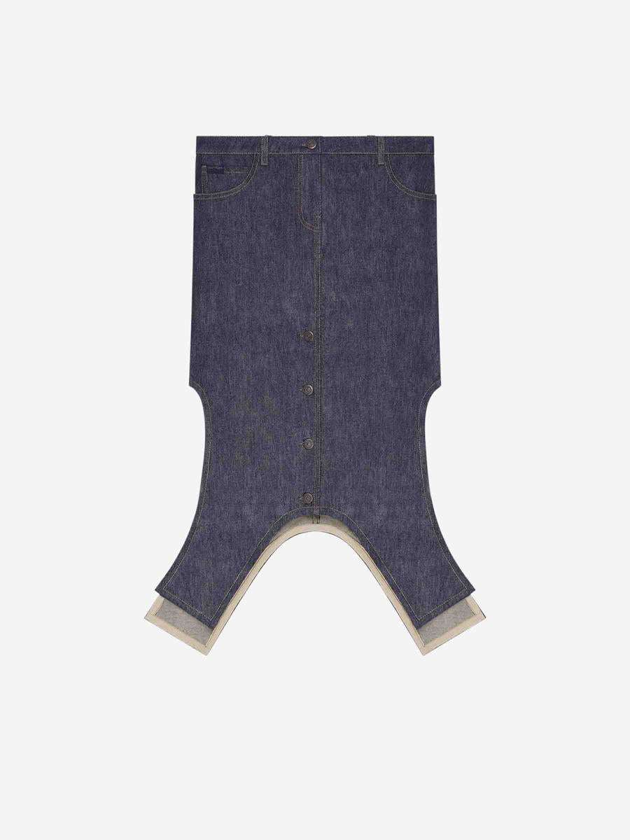 Courrèges Inverted Denim Midi Skirt