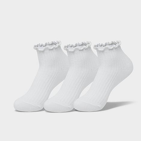 Sonneti Women's Ruffle Ankle Socks (3-Pack) in White Size: Medium