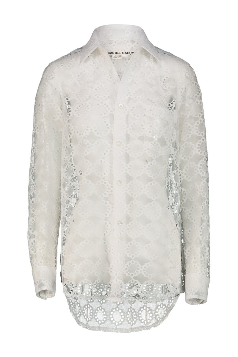 Comme Des Garçons White Lace Shirt Clothing