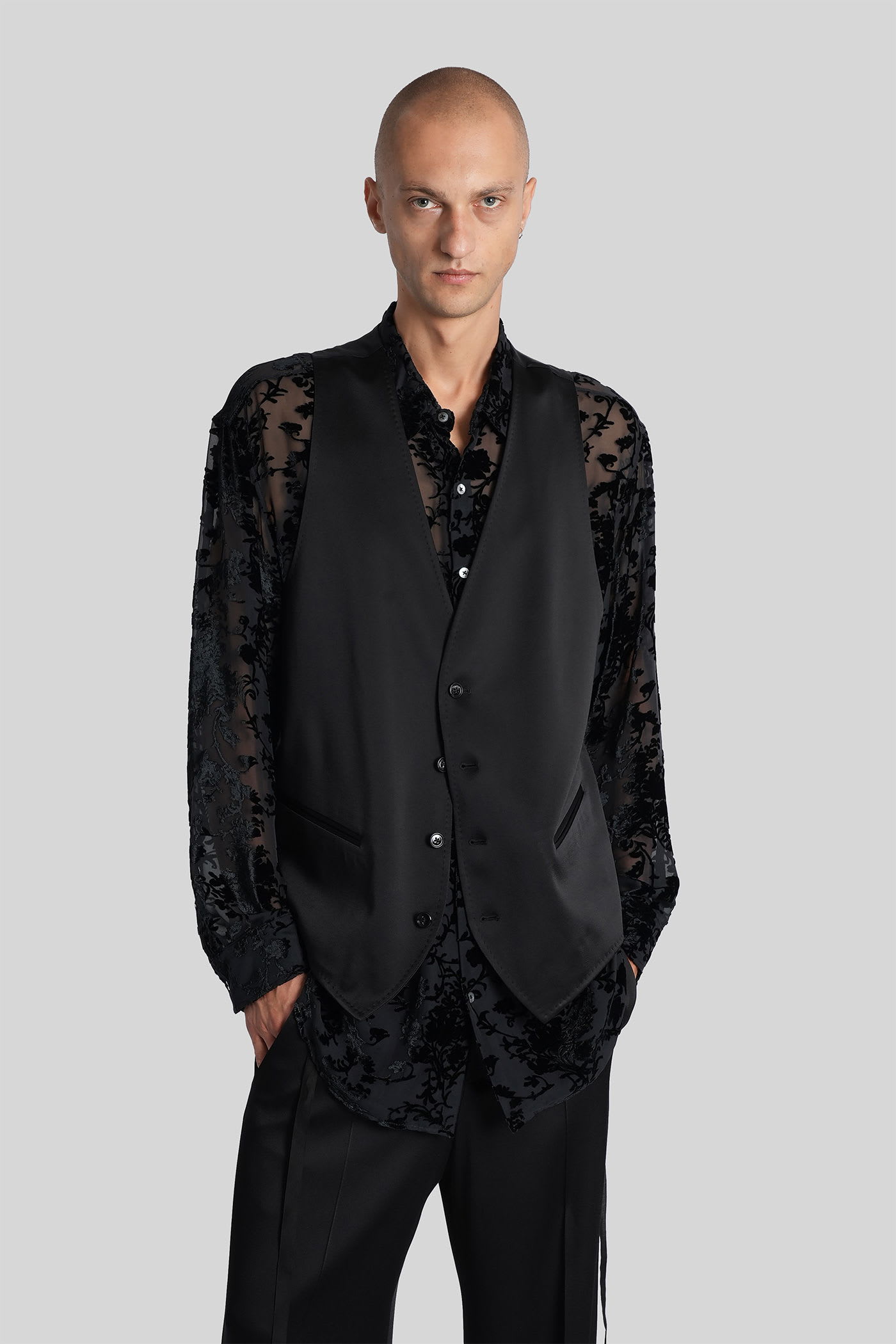 Ann Demeulemeester Juikko Vest In Black Acetate