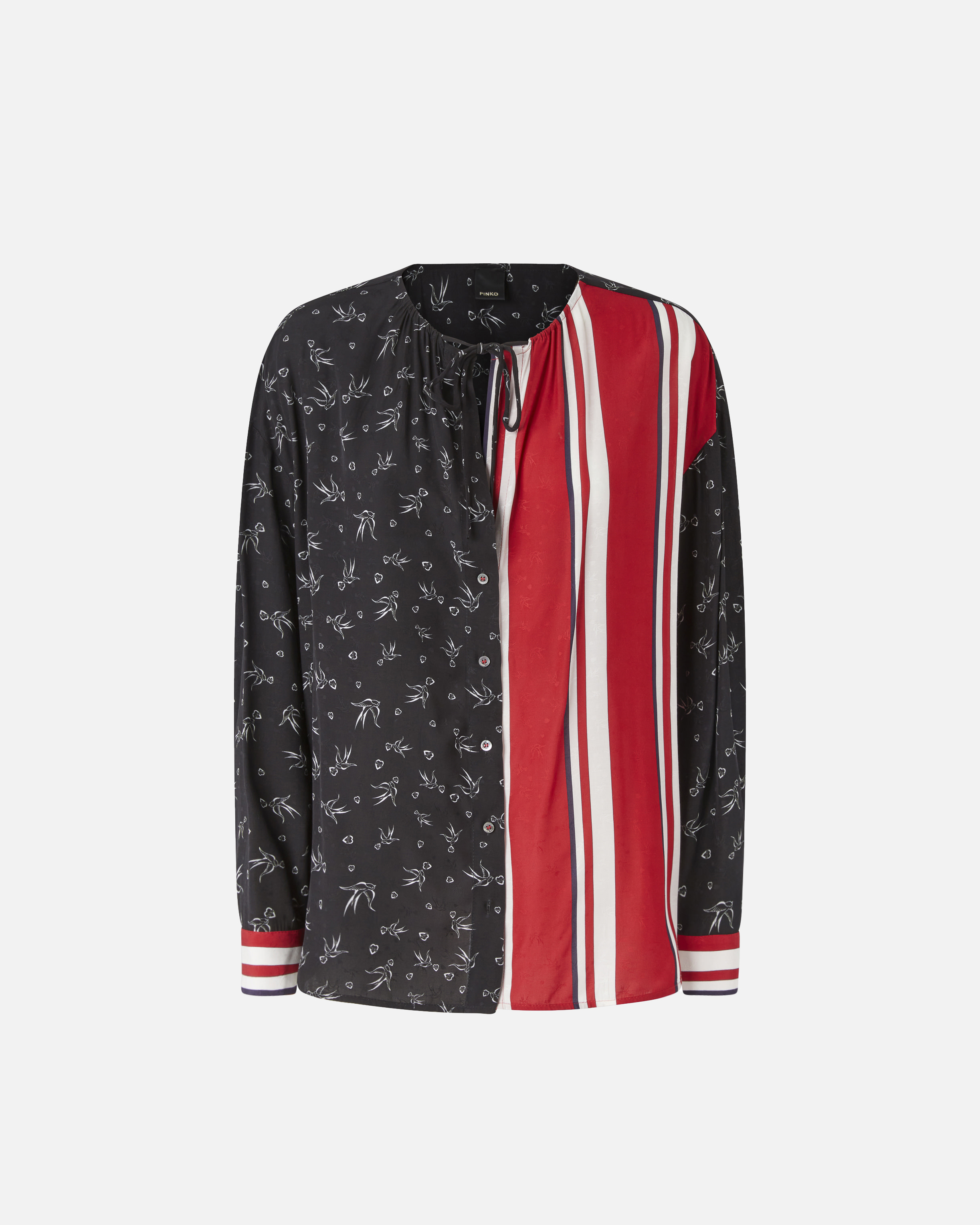 Pinko, Printed viscose jacquard shirt, Noir/blanc, 38