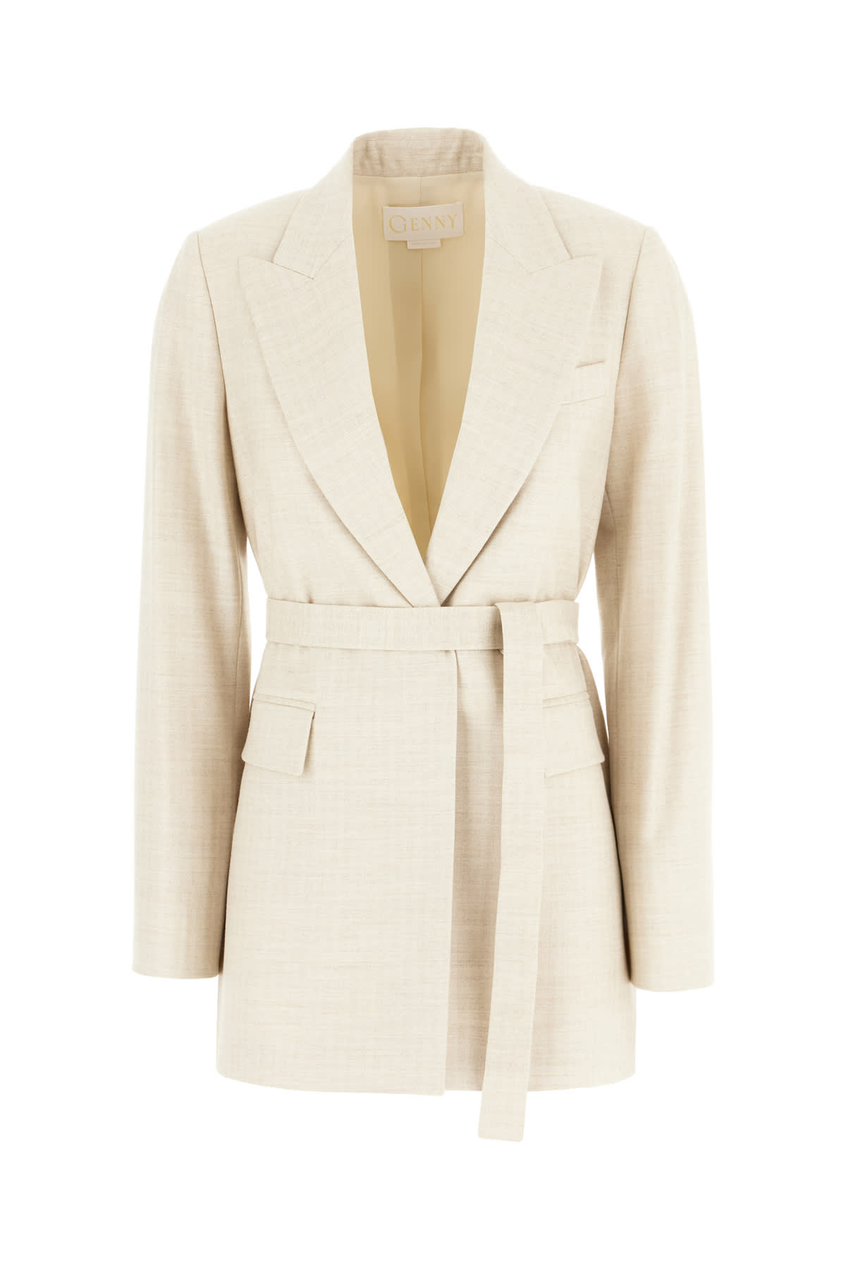 Genny Pastel Yellow Stretch Wool Blend Blazer