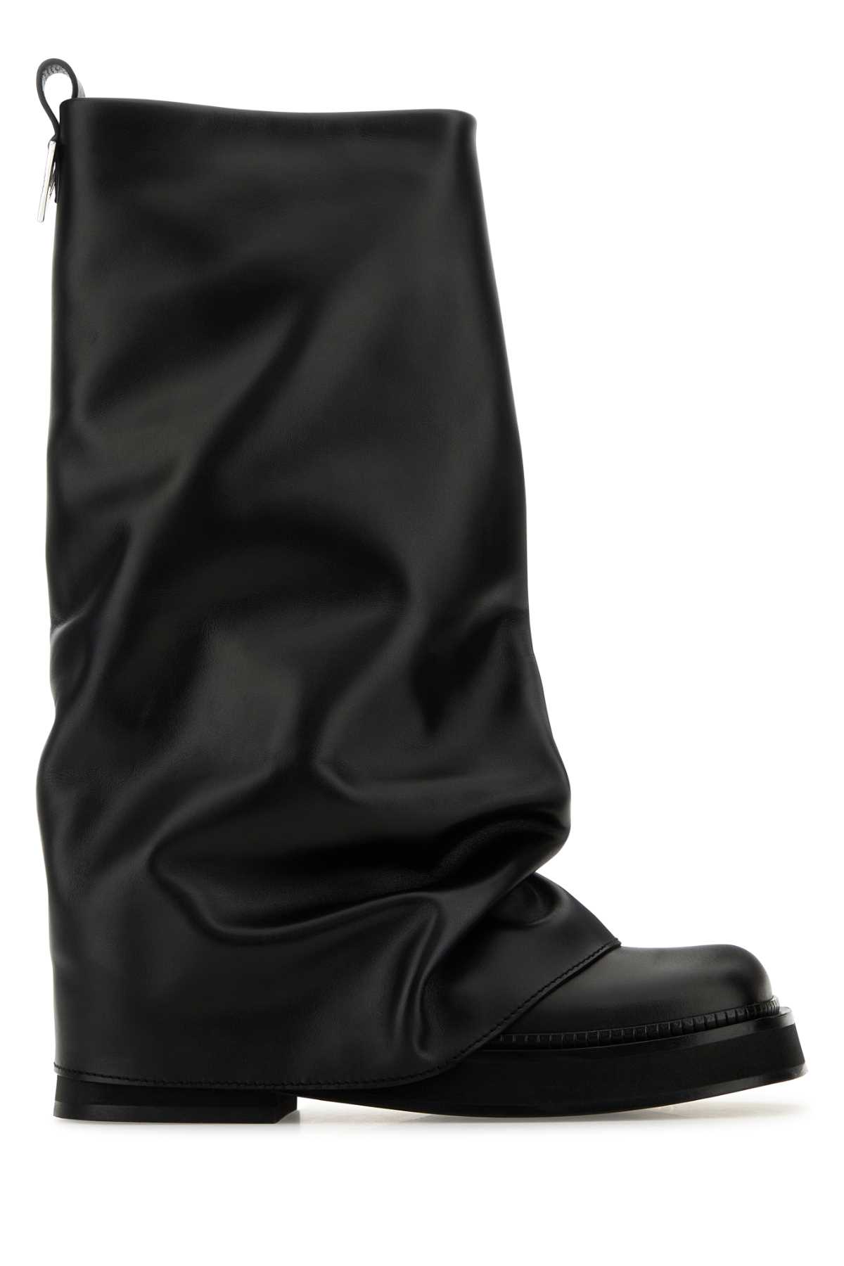 The Attico Black Leather Robin Boots
